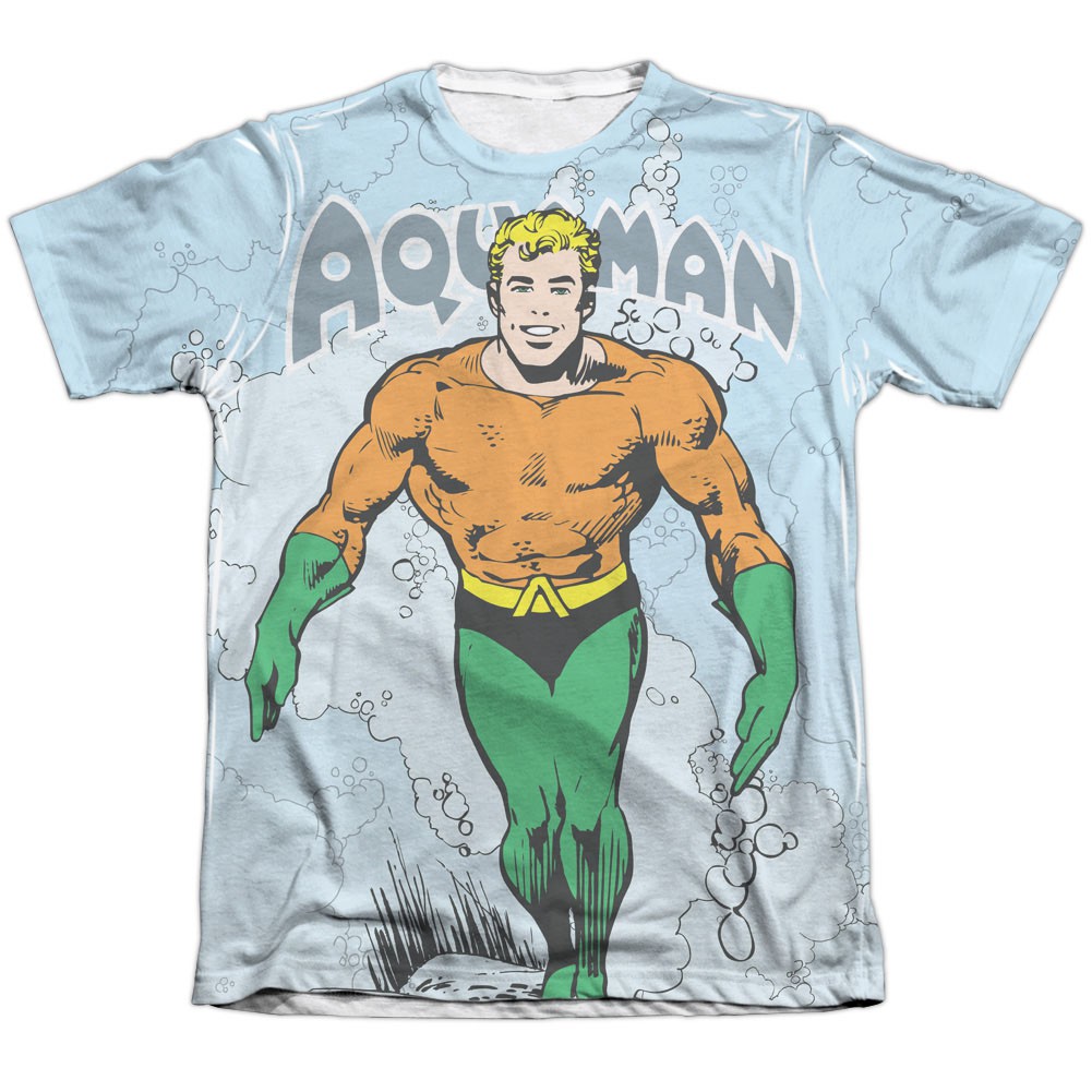 Aquaman Classic Aqua Sublimation T-Shirt, White