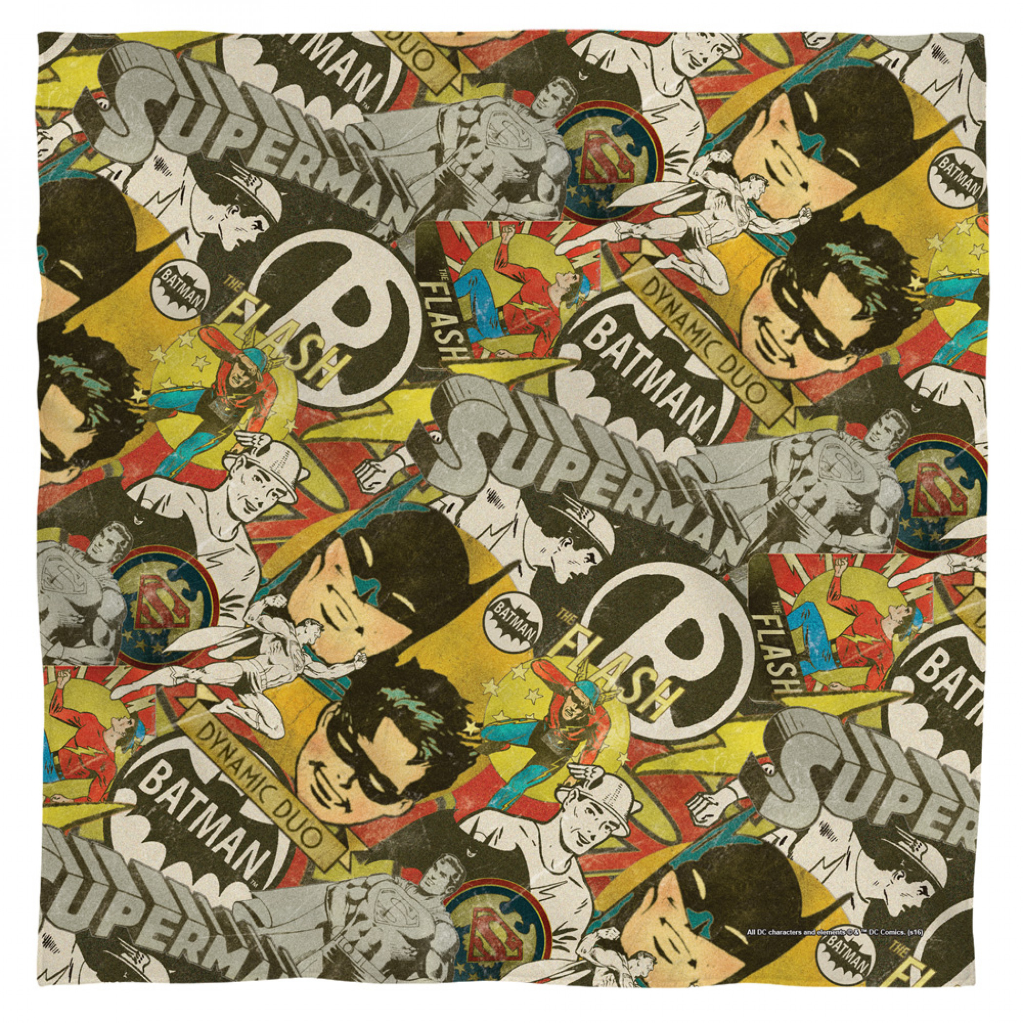 DC Comics Vintage Logos and Heroes Bandana, Multi-Color