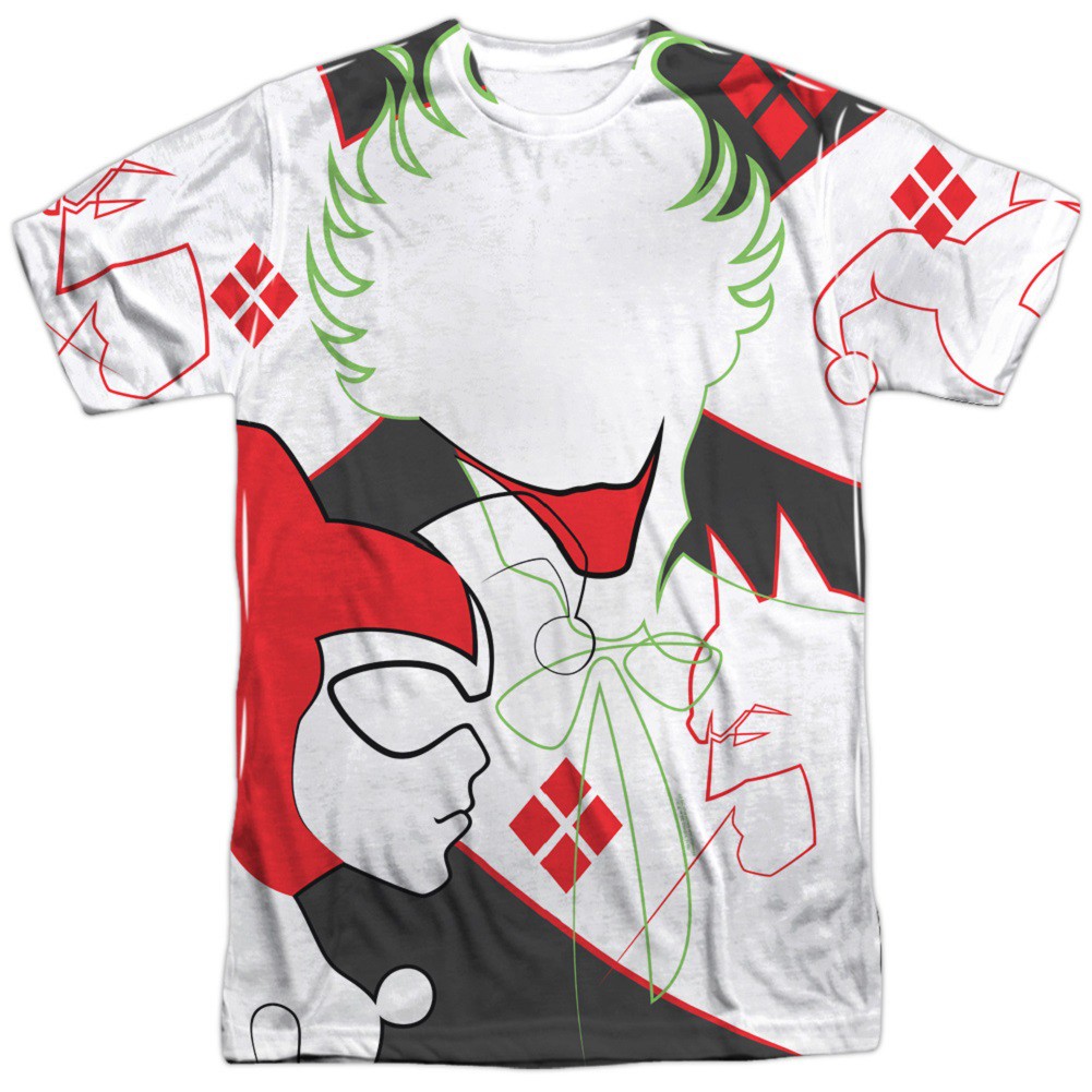 Joker and Harley Quinn Line Drawing Front and Back Print Tshirt