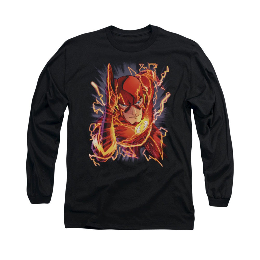 The Flash Comic Black Long Sleeve T-Shirt, Black
