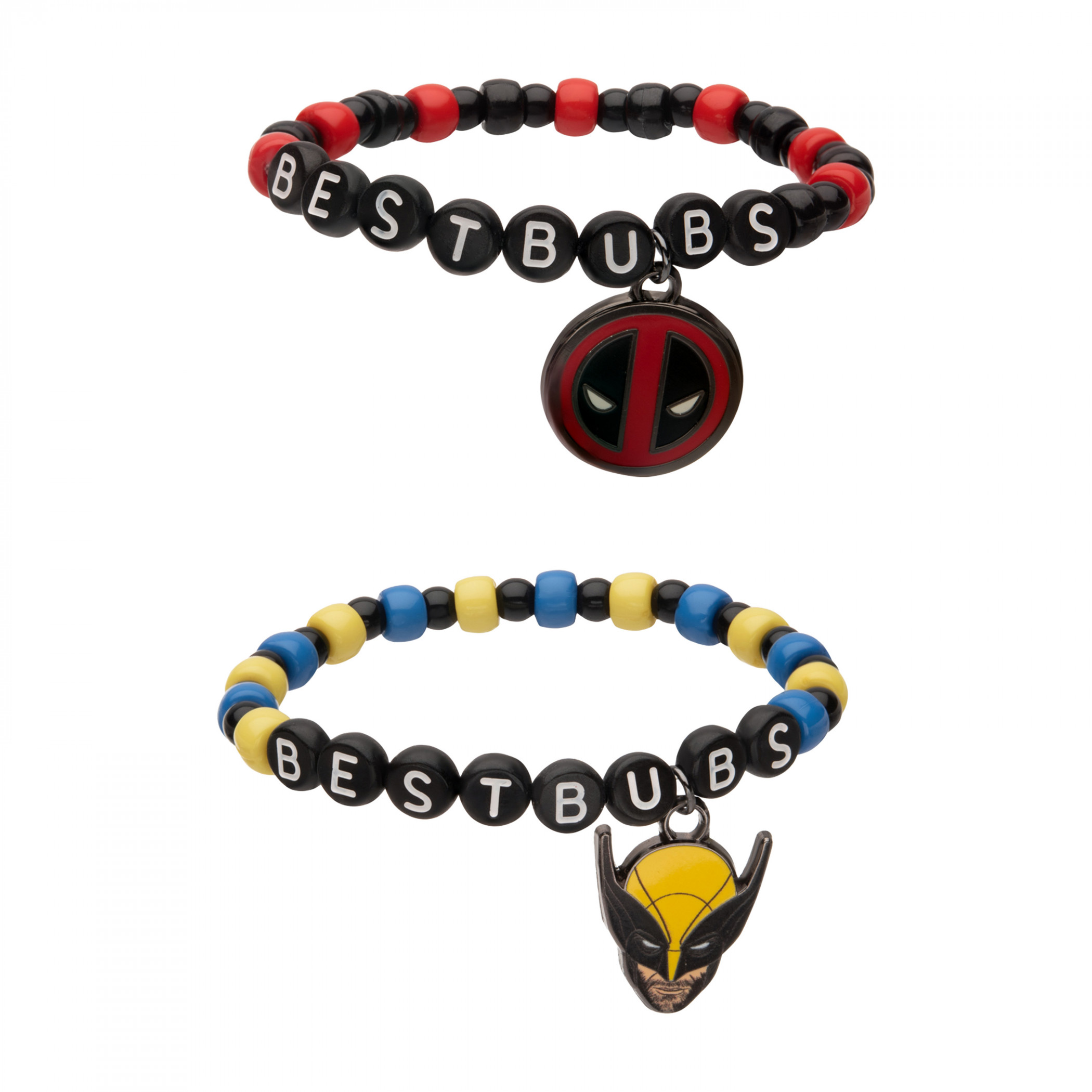 Deadpool and Wolverine Best Bubs Bracelet Set 2-Pack, Multi-Color