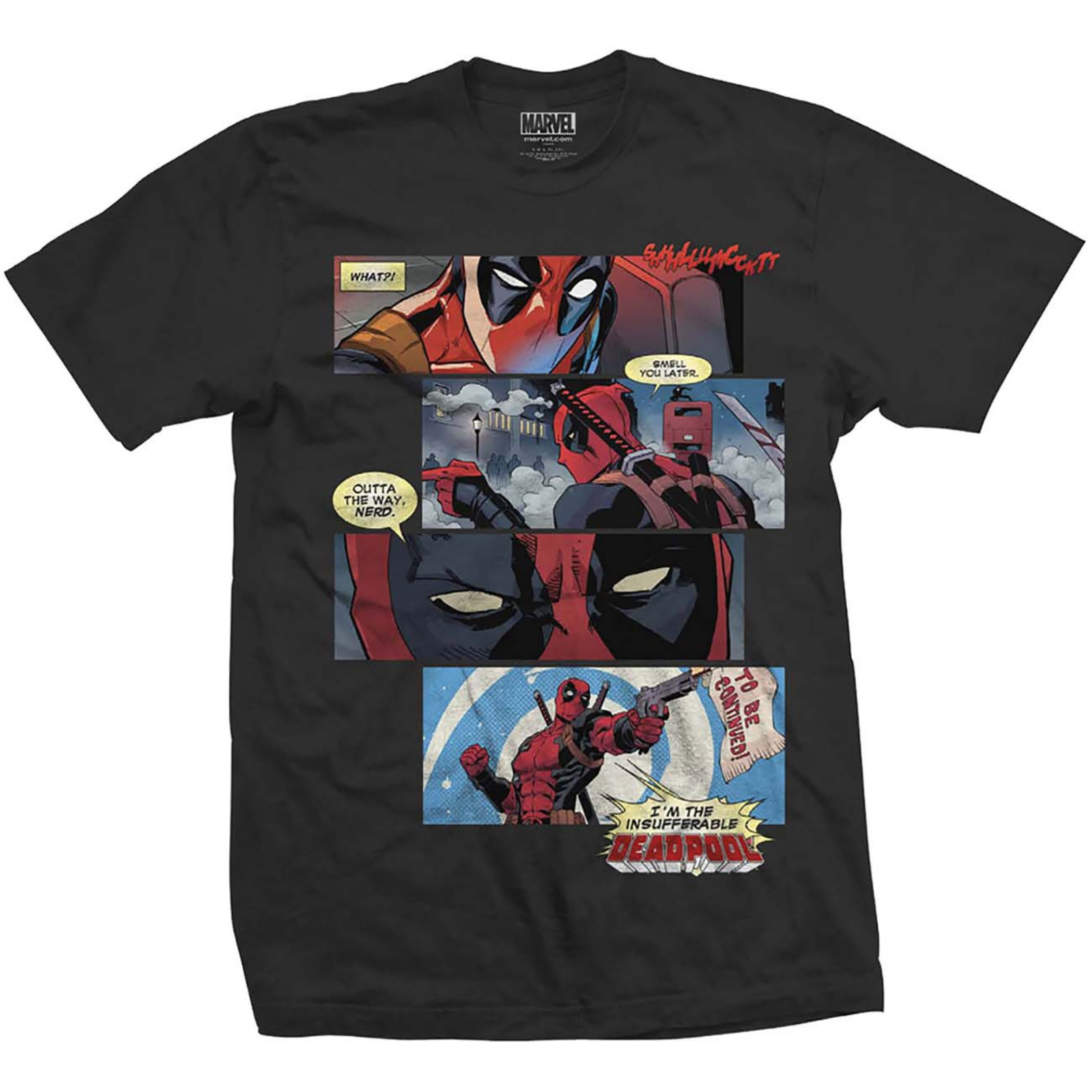Deadpool Smell You Later Nerd Comic Strips T-Shirt, Black
