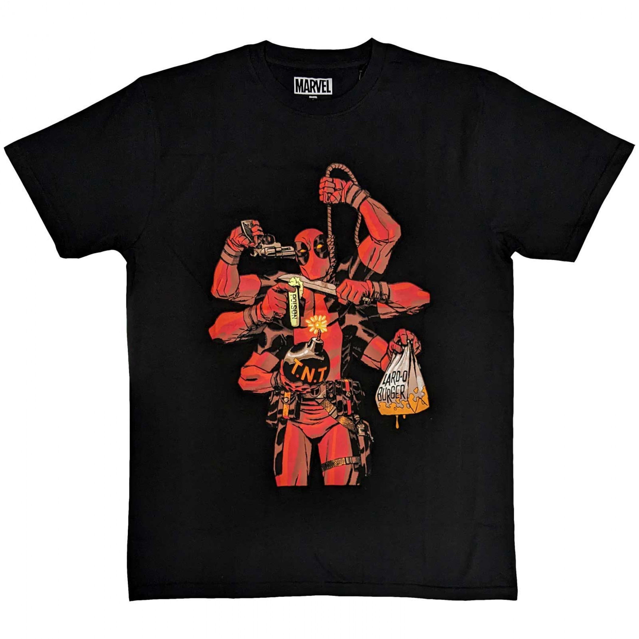 Deadpool Arms Full T-Shirt, Black