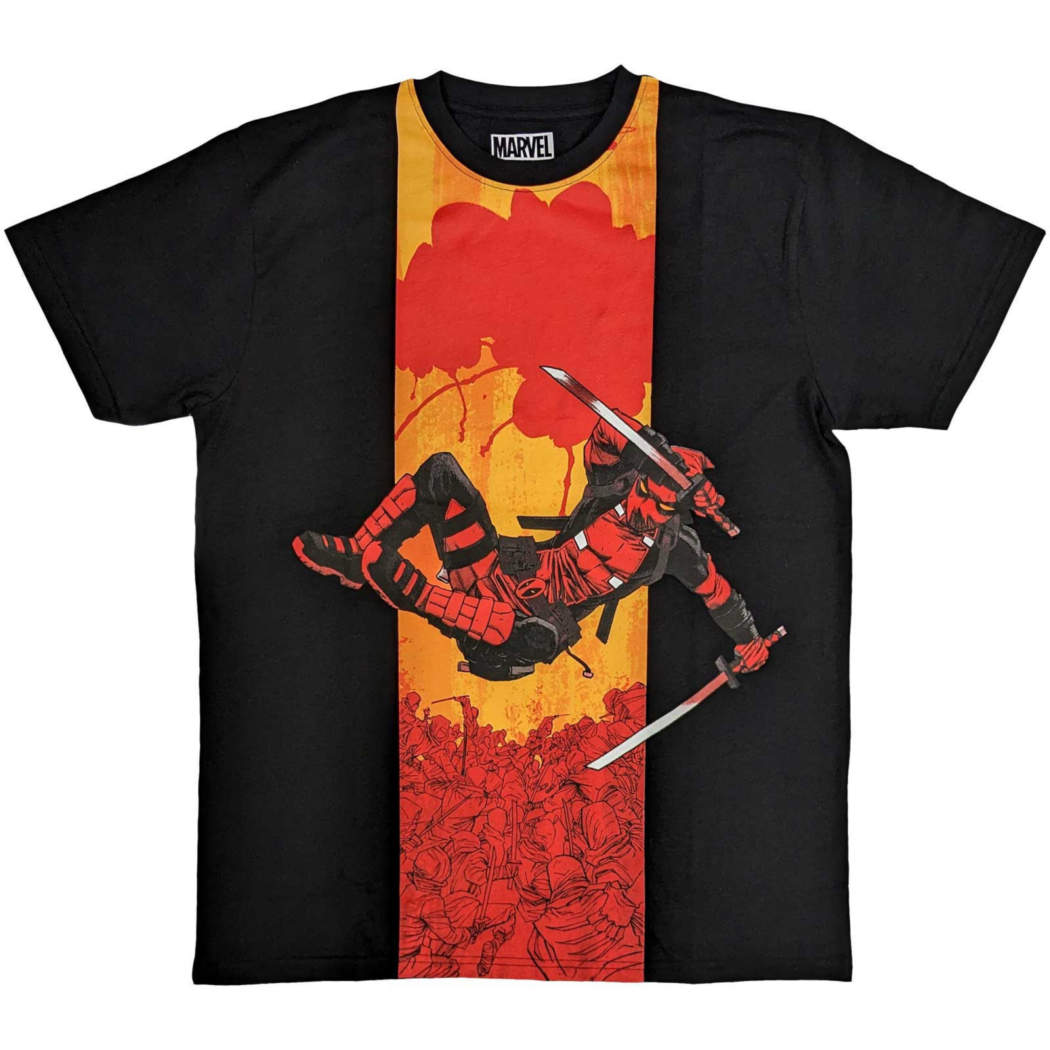 Deadpool Samurai Splatter T-Shirt, Black