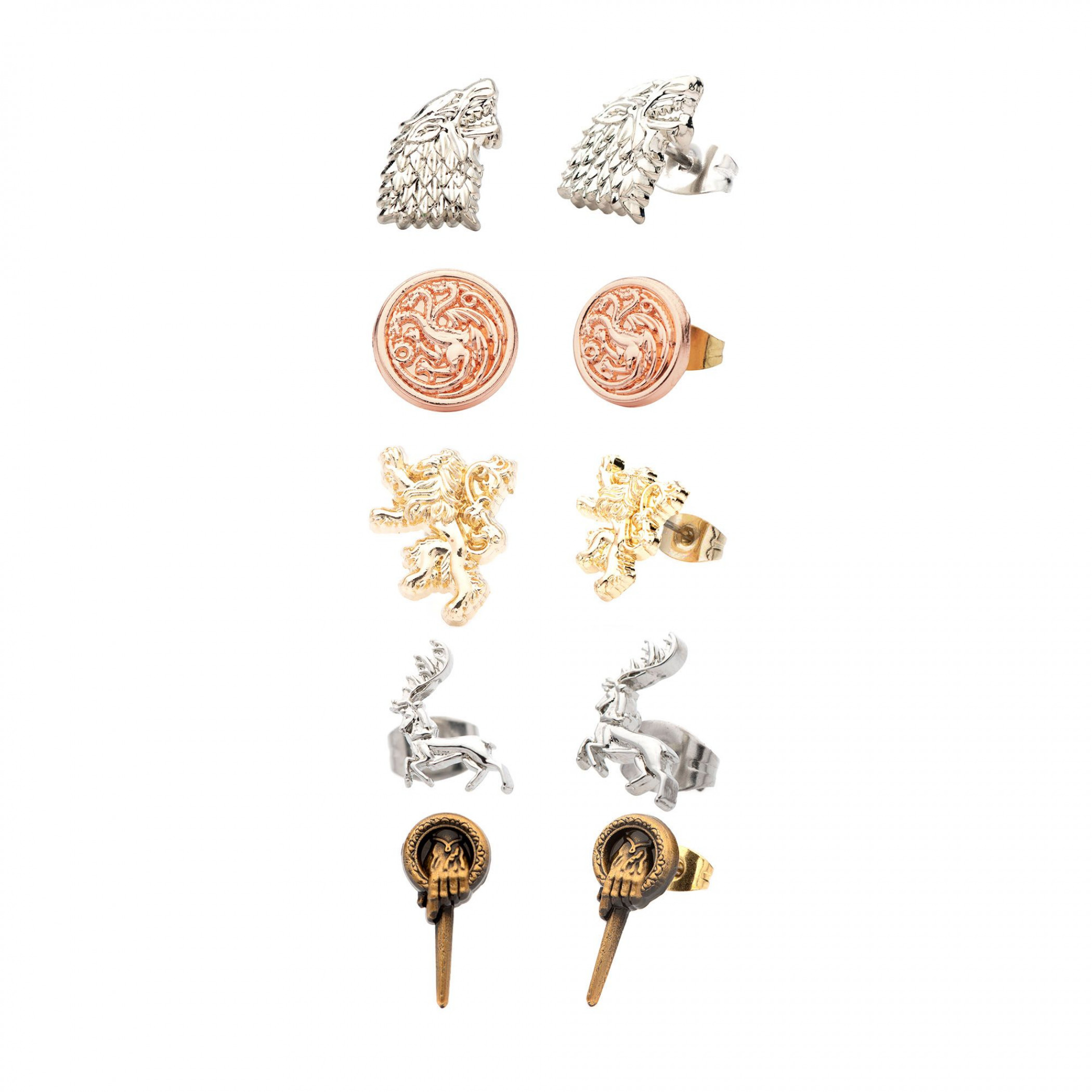 Game of Thrones Symbols 5-Pair Earrings Set, Multi-Color