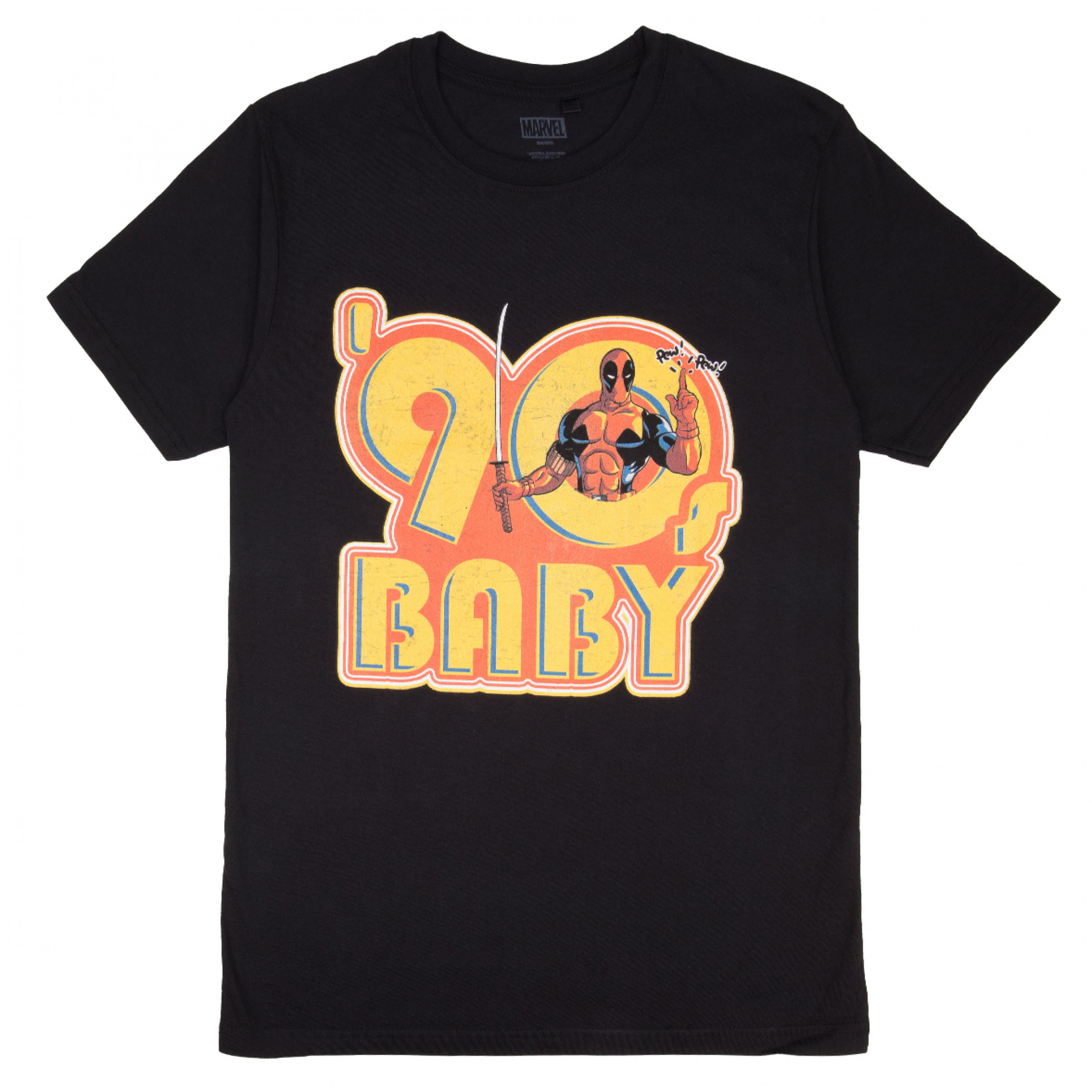 Deadpool '90s Baby 'Pew! Pew!' T-Shirt, Black