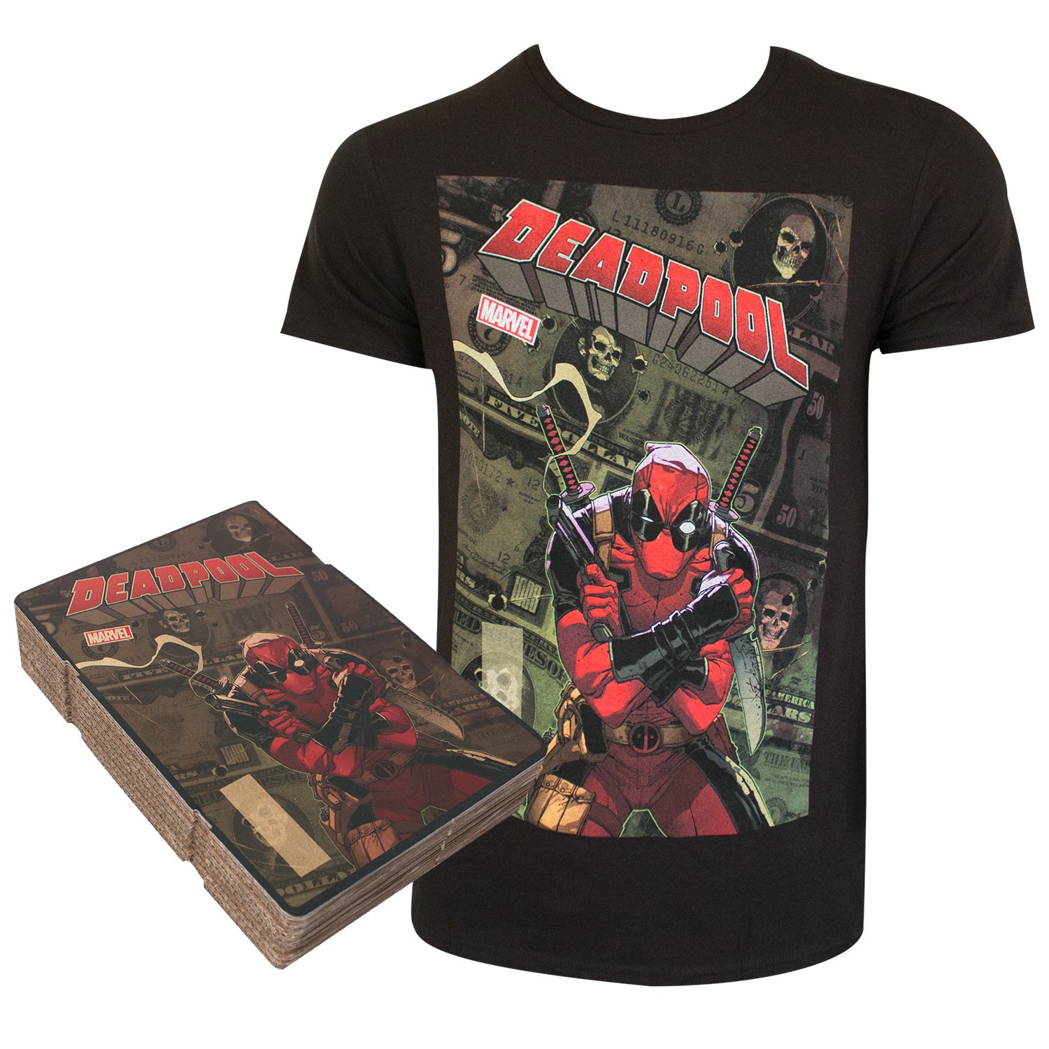 Deadpool Corrugated Boxed Black Tee Shirt, Black