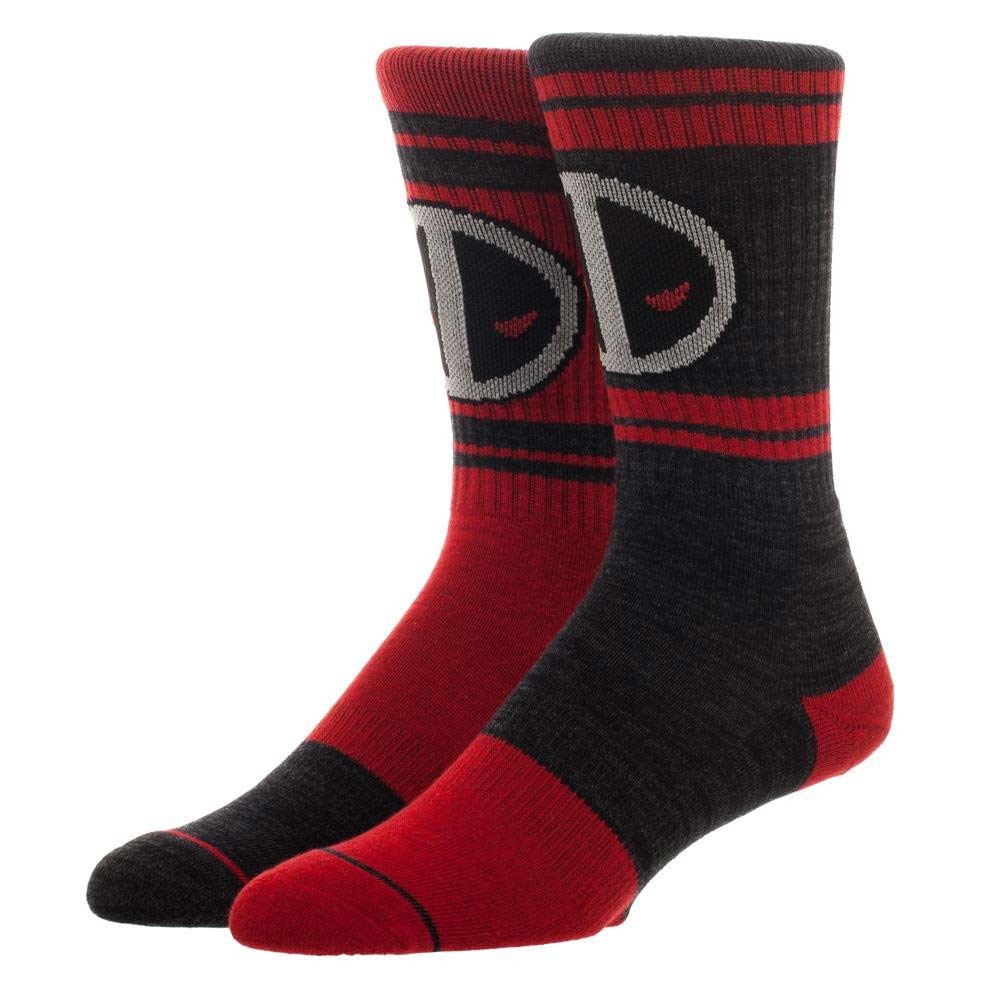 Deadpool Color Flipped Men's Crew Socks, Red
