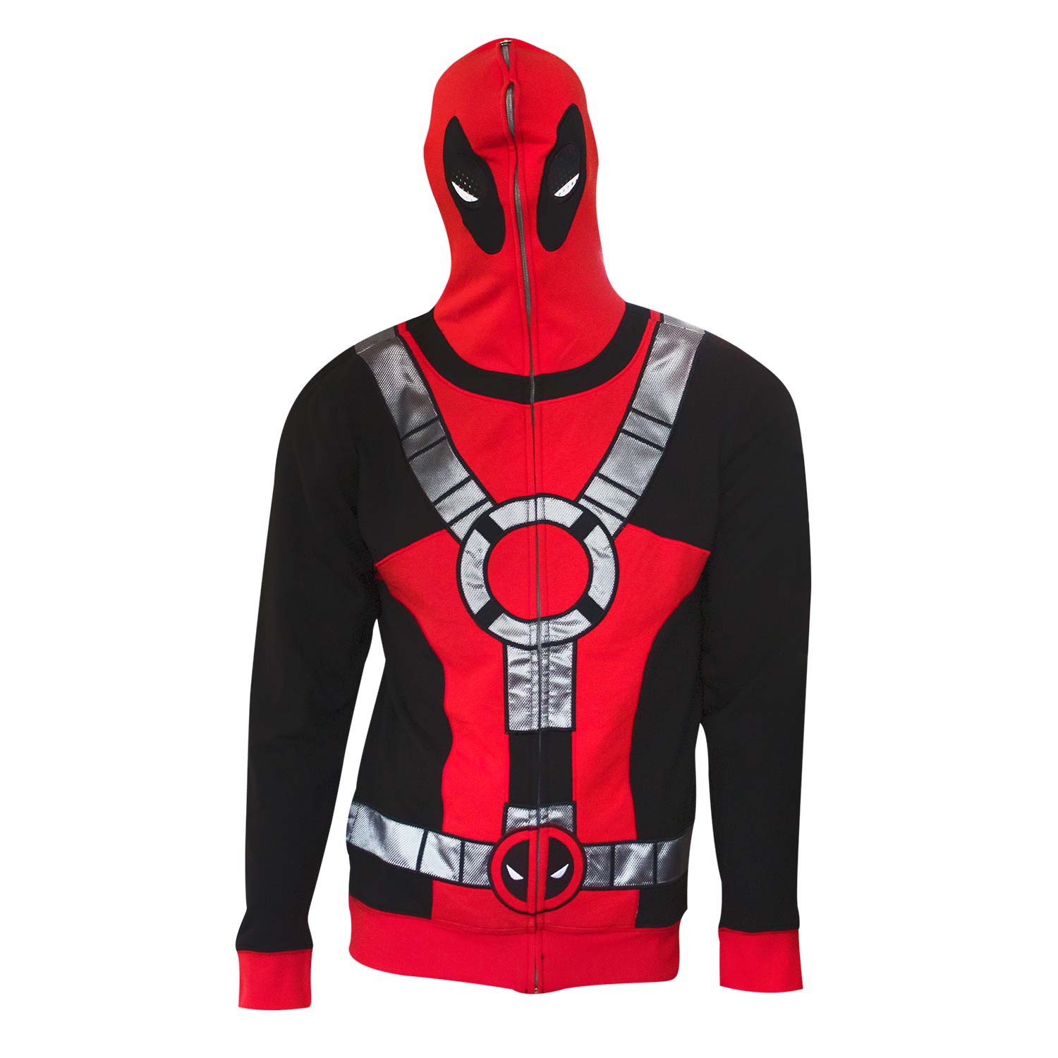 Deadpool Zip Up Mask Hoodie, Red