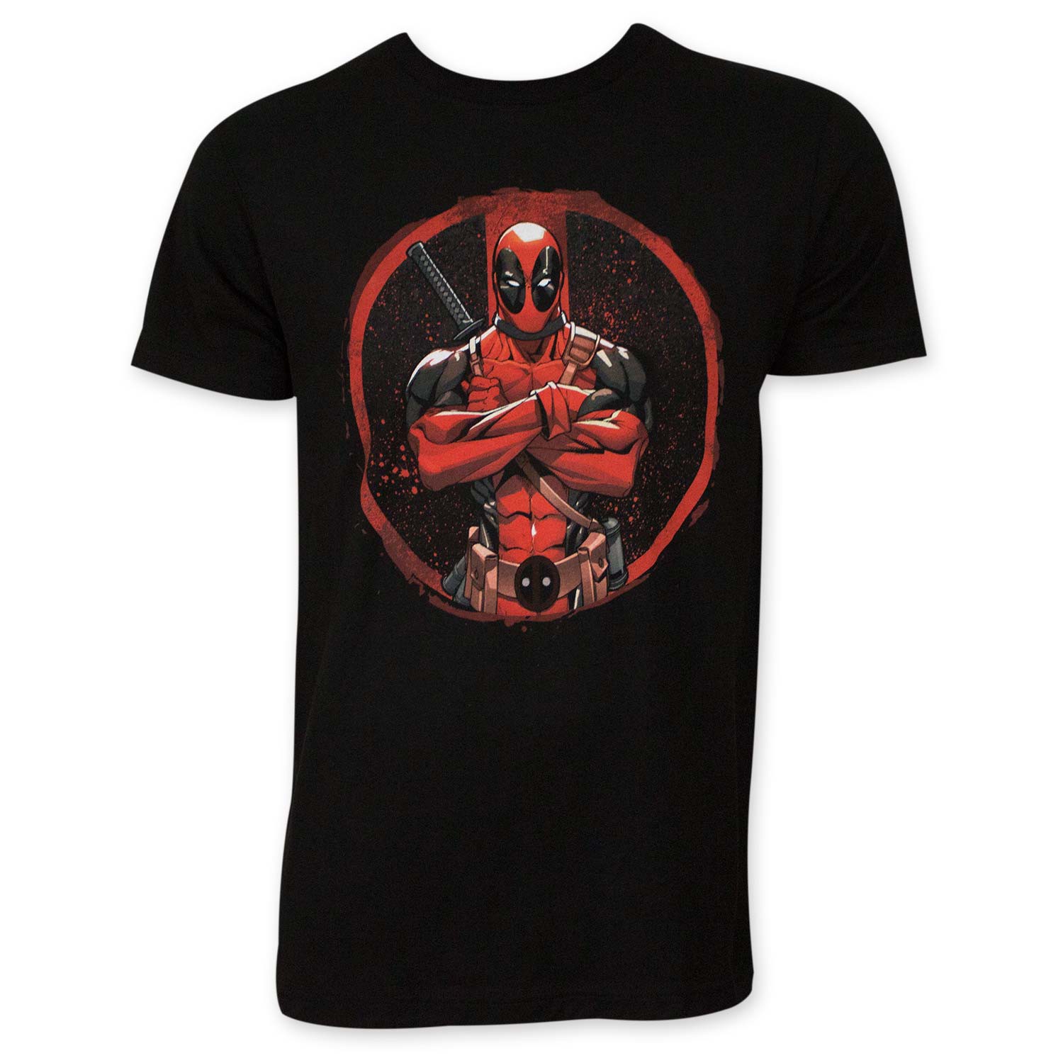 Deadpool Men's Black Crossed Tee Shirt, Black