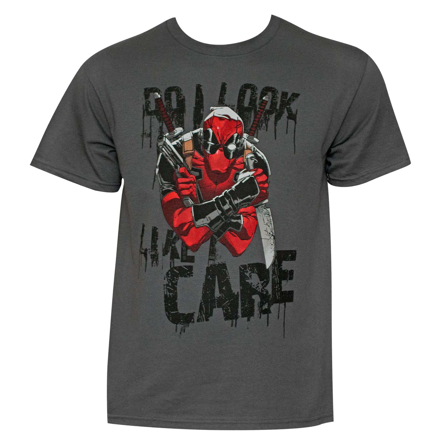Deadpool Like I Care Men's Grey T-Shirt, Grey