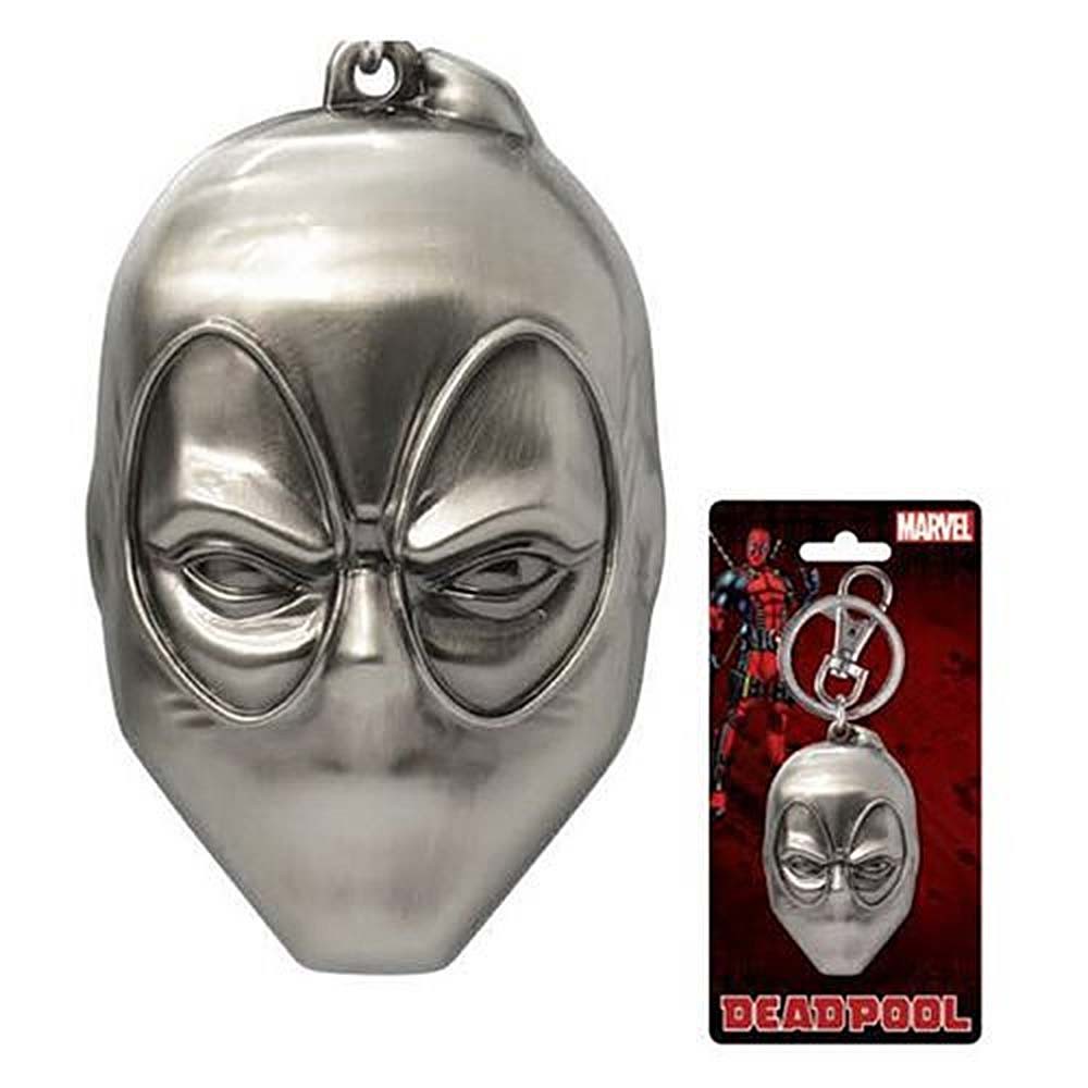 Deadpool Mask Pewter Keychain, Silver