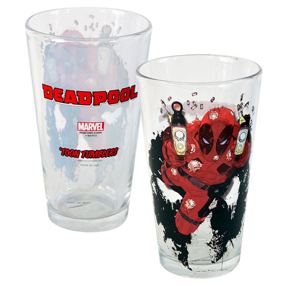 Deadpool Shooter Toon Tumbler 16 Ounce Pint Glass