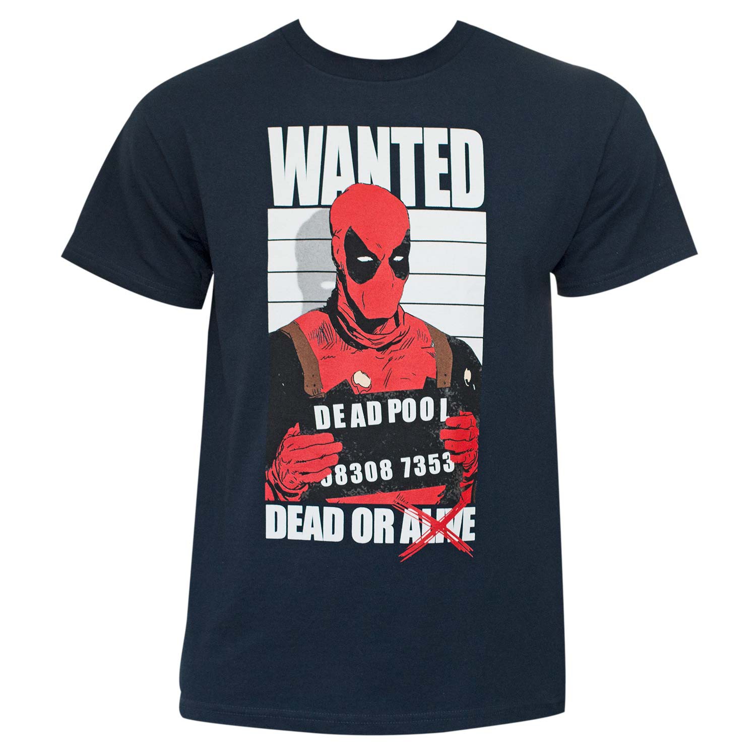 Deadpool Dead And Wanted Navy T-Shirt, Blue