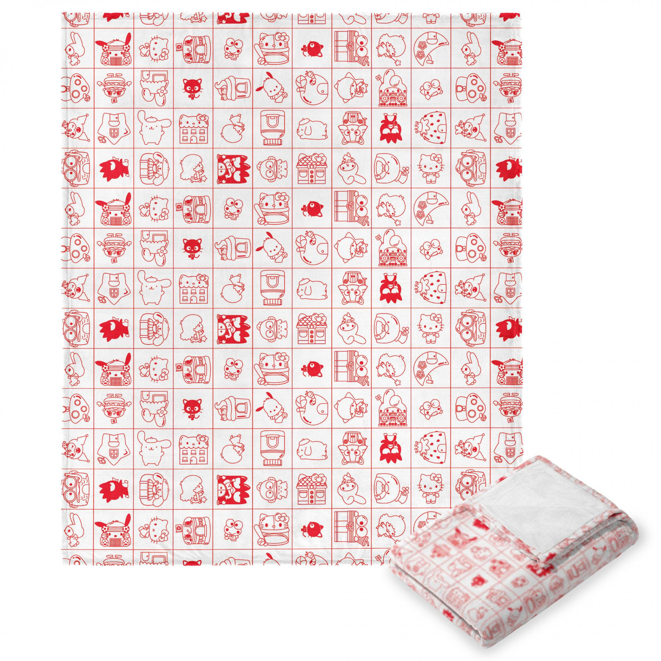 Hello Kitty and Friends Grid Silk Touch Throw Blanket 50' x 70', Multi-Color