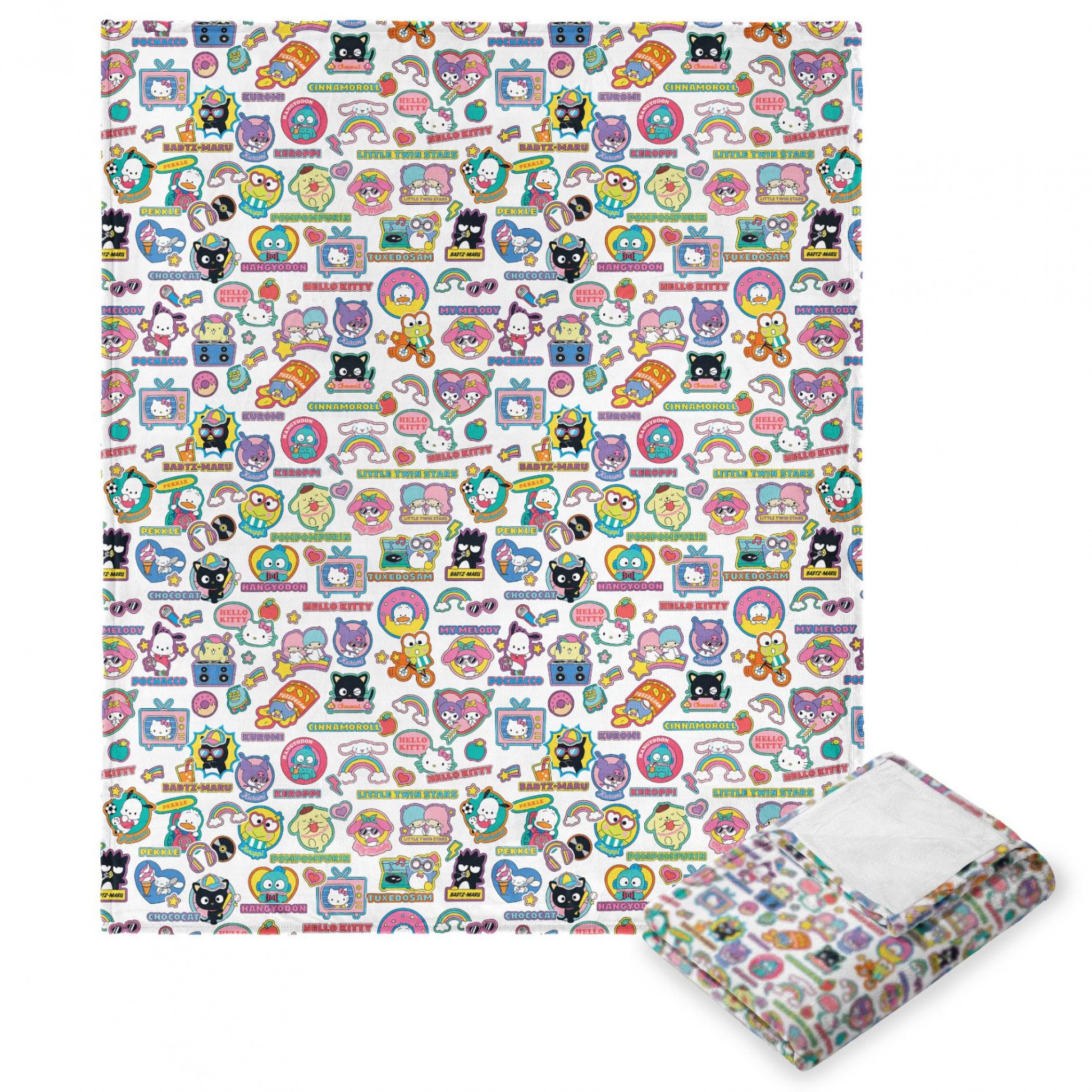 Hello Kitty and Friends Sticker Silk Touch Throw Blanket 50' x 70', White