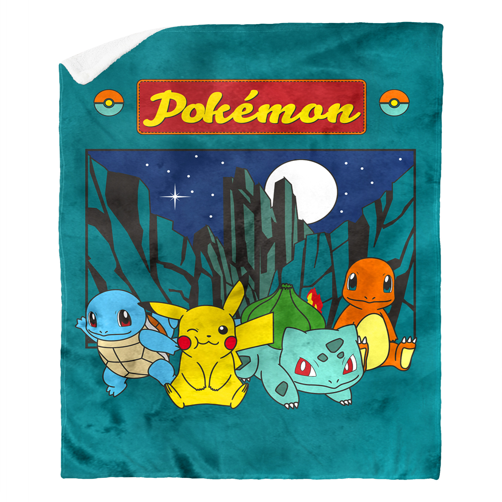 Pokemon Under The Stars 50' x 60' Sherpa Throw Blanket, Blue