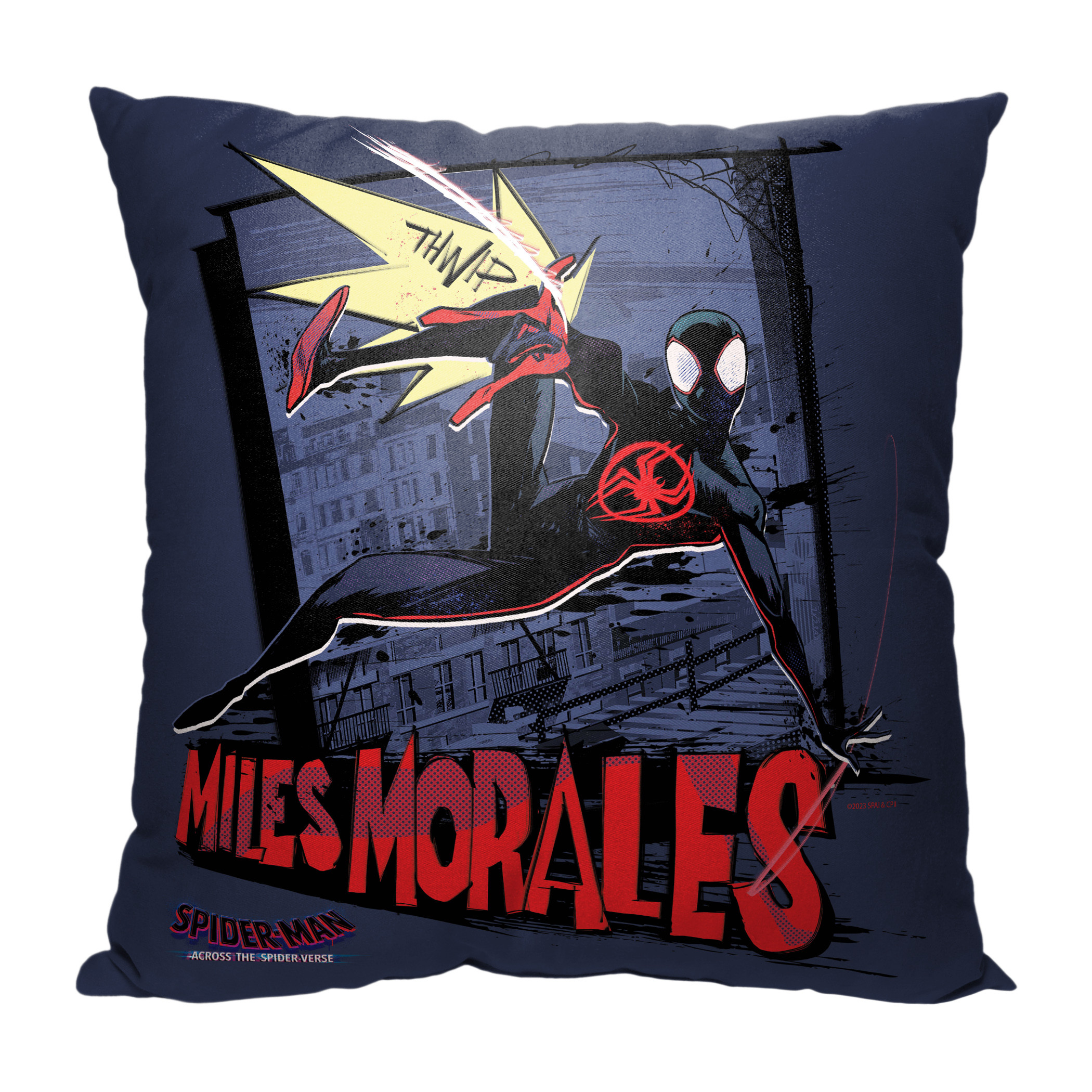 Spider-Verse Miles Morales Thwip 18'x18' Throw Pillow, Pink