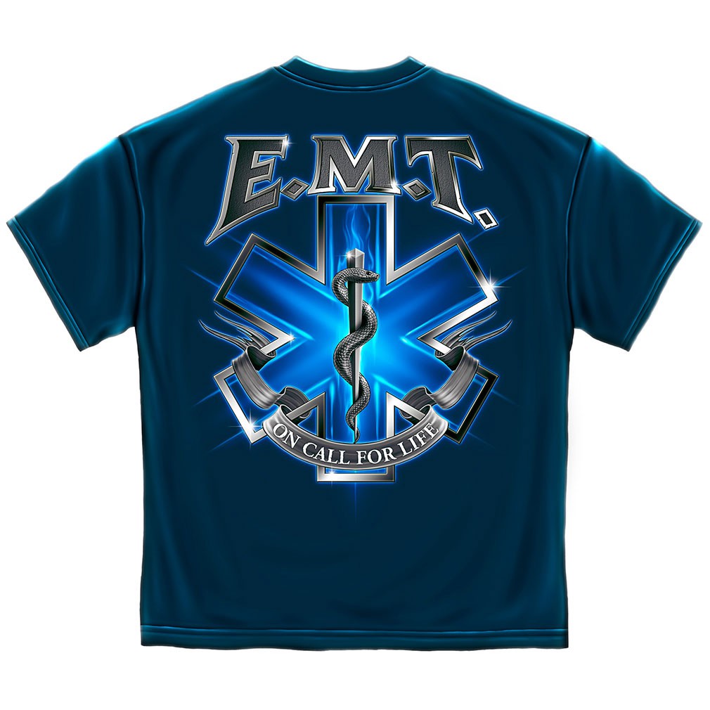 EMT On Call For Life T-Shirt - Blue