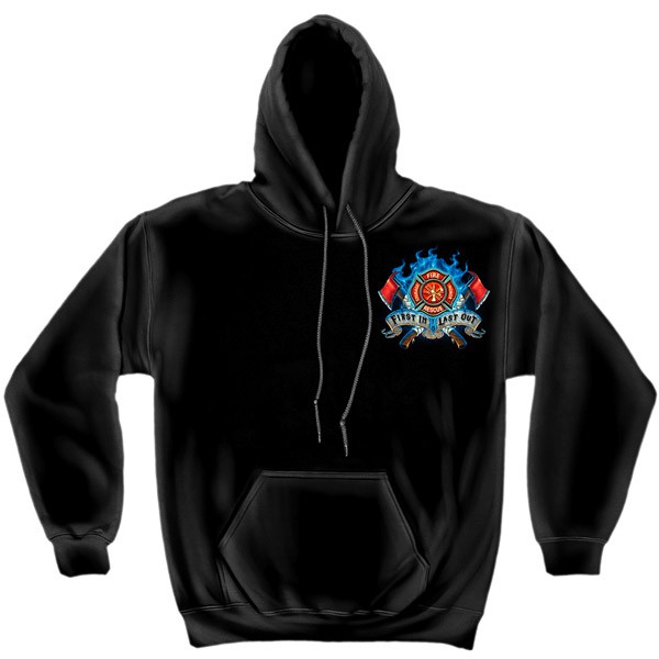 USA Fire Department Black Graphic Hoodie Sweatshirt FREE SHIPPING - image 2