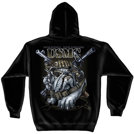 Never Retreat Marines USMC Black Graphic Hoodie Sweatshirt FREE SHIPPING