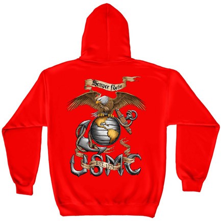 Eagle Semper Fi Marines USMC Red Graphic Hoodie Sweatshirt FREE SHIPPING
