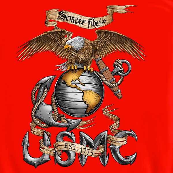 Eagle Semper Fi Marines USMC Red Graphic Hoodie Sweatshirt FREE SHIPPING - image 3