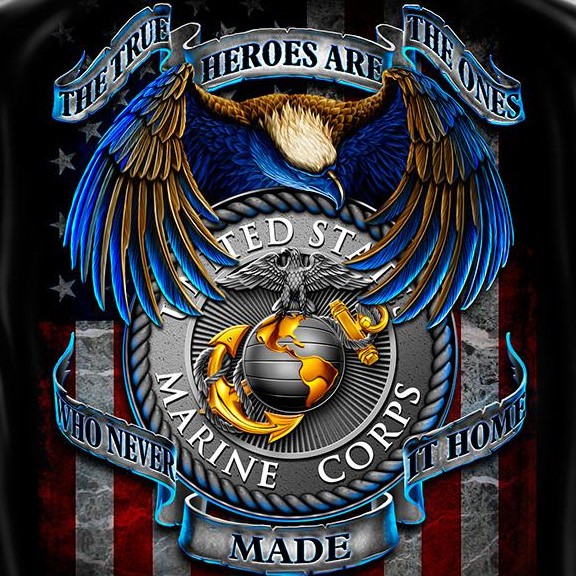 USMC True Heroes Marines USA Patriotic Black Graphic Tee Shirt