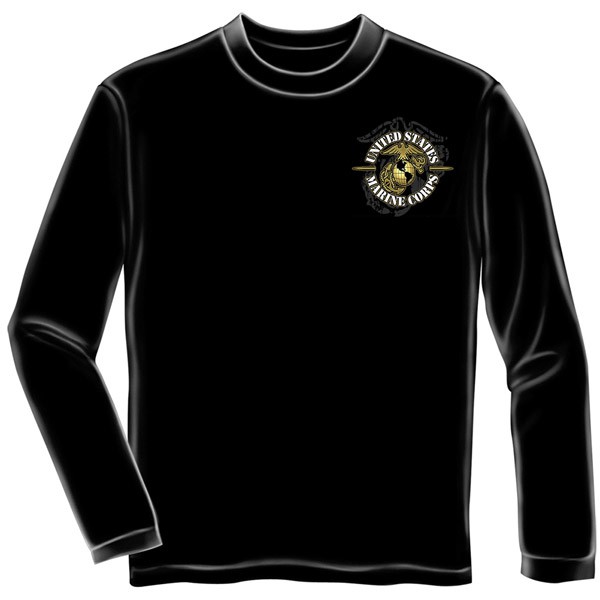 US Marine Corps Bulldog USA Black Long Sleeve TShirt - image 2