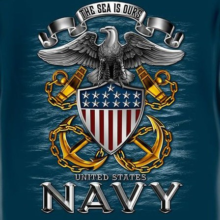 Men's Blue US Navy Patriotic Sea Is Ours Long Sleeve Shirt - image 2