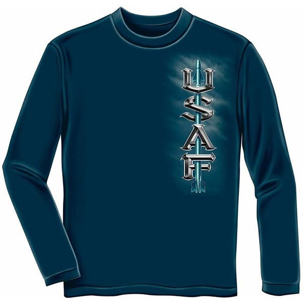 Men's Blue Long Sleeve US Air Force Eagle Crest Shirt