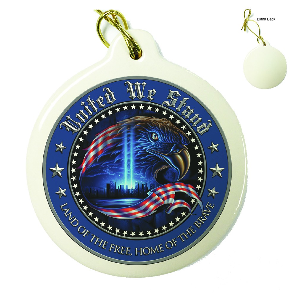 USA Patriotic United We Stand Porcelain Ornament