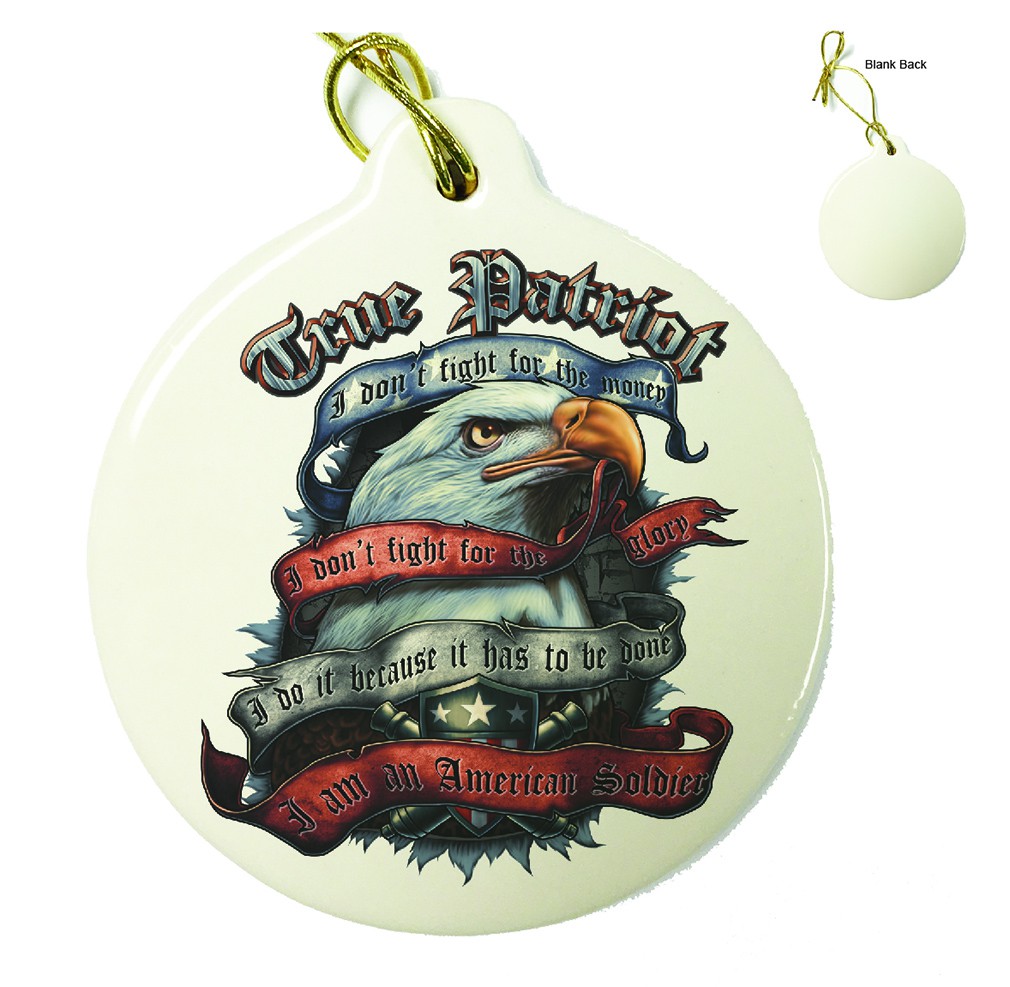 American Soldier True Patriot Porcelain Ornament