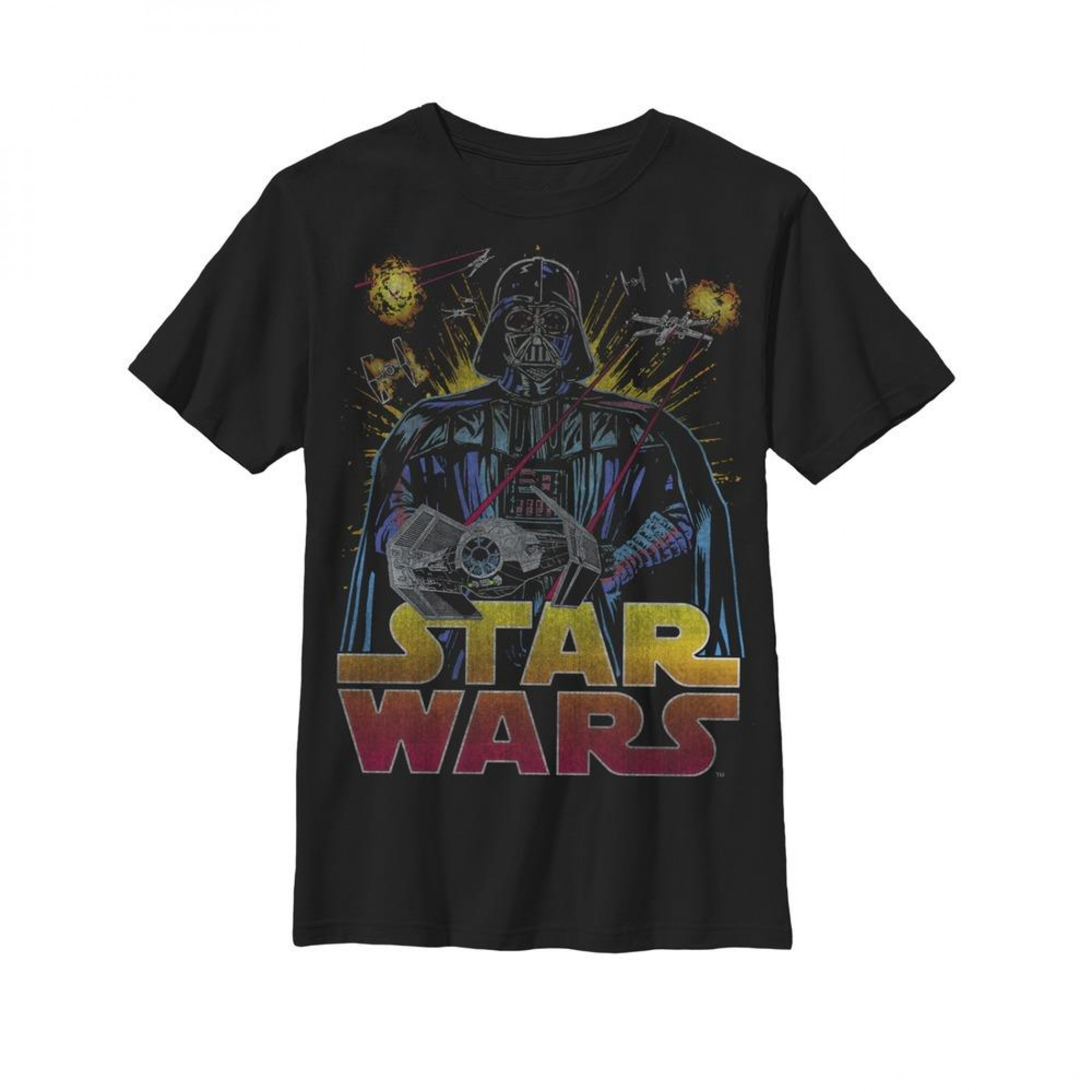 Star Wars Darth Vader Retro Art Youth T-Shirt, Black