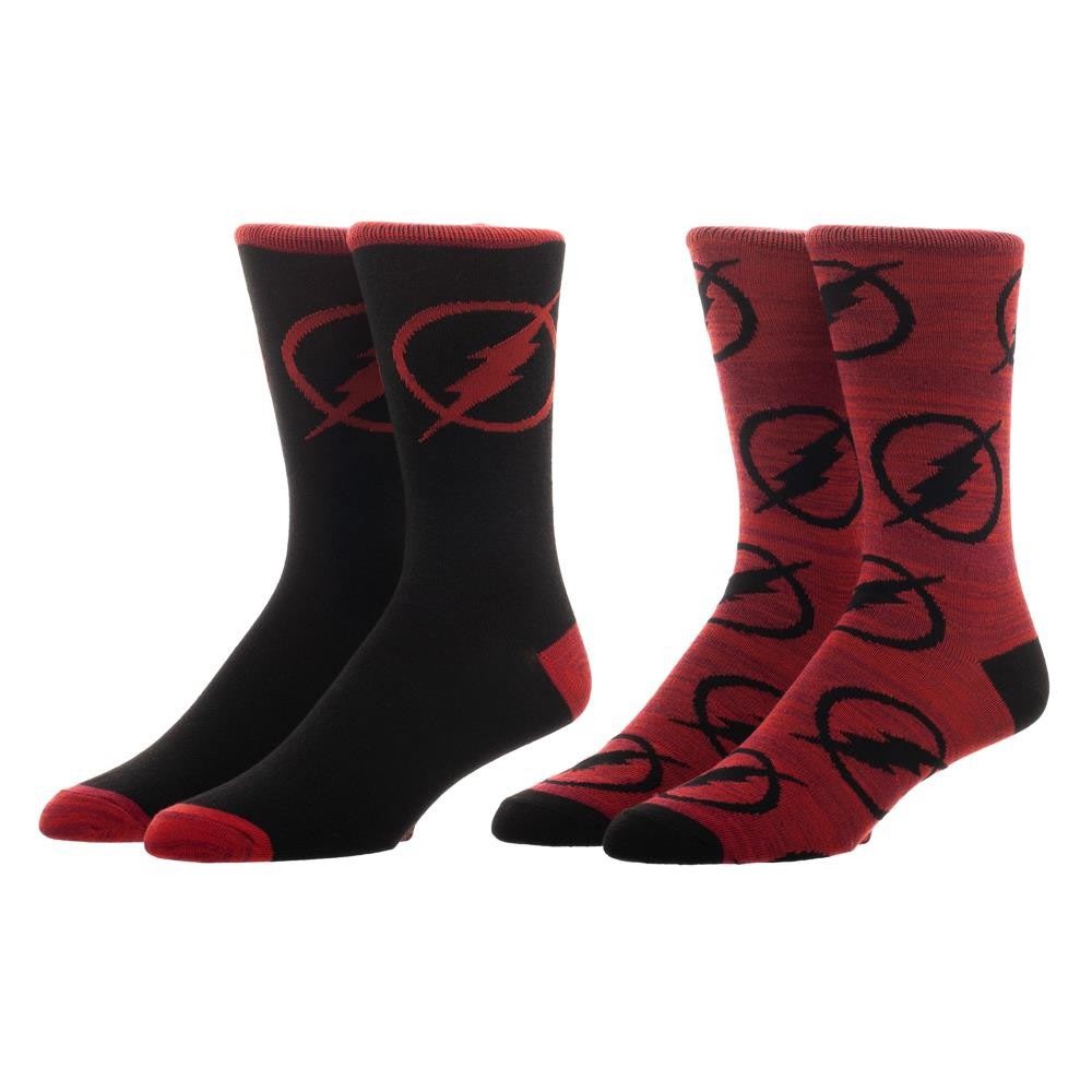 The Flash Red Black Men's Crew Socks 2 Pack, Red