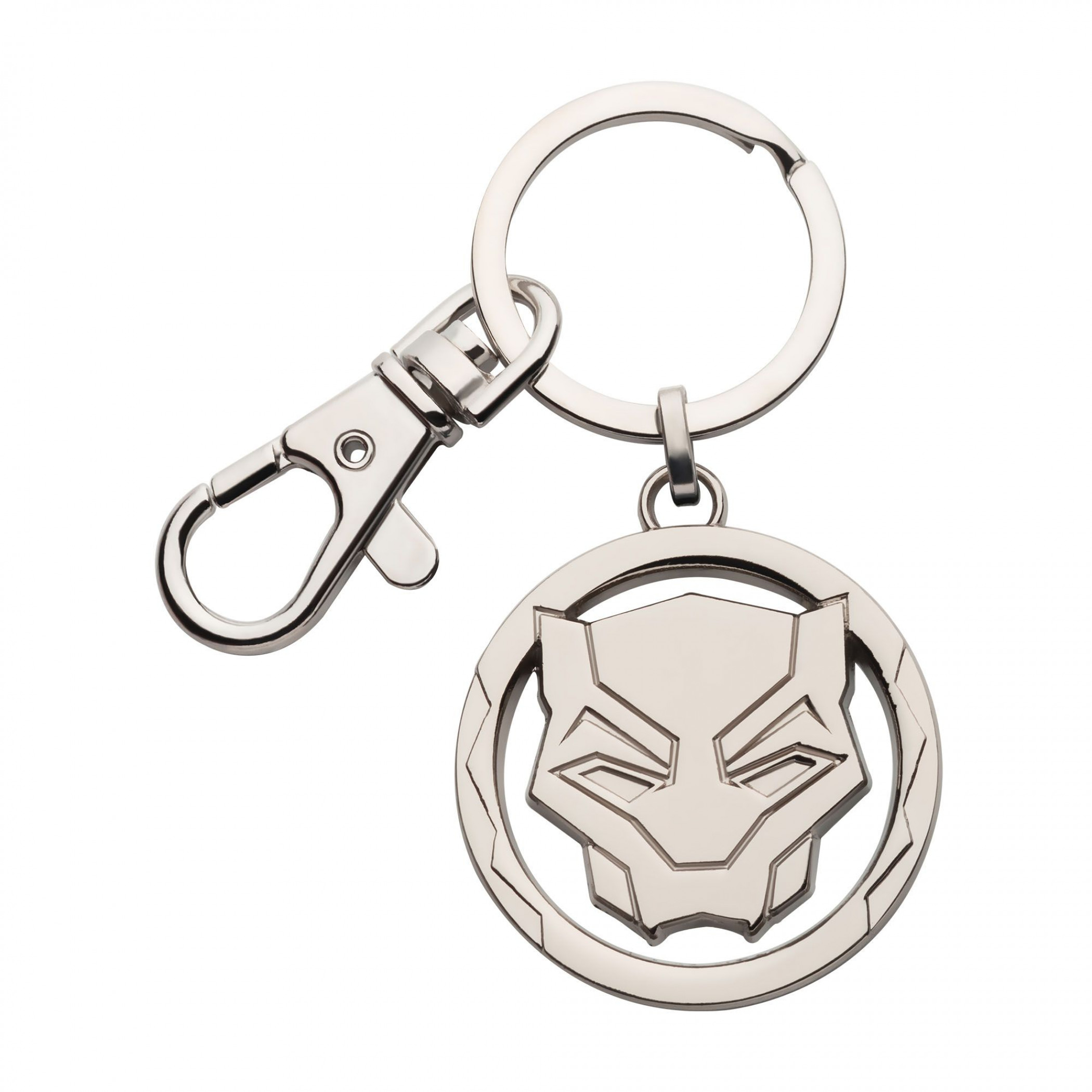 Black Panther Silver Mask Logo Keychain, Silver