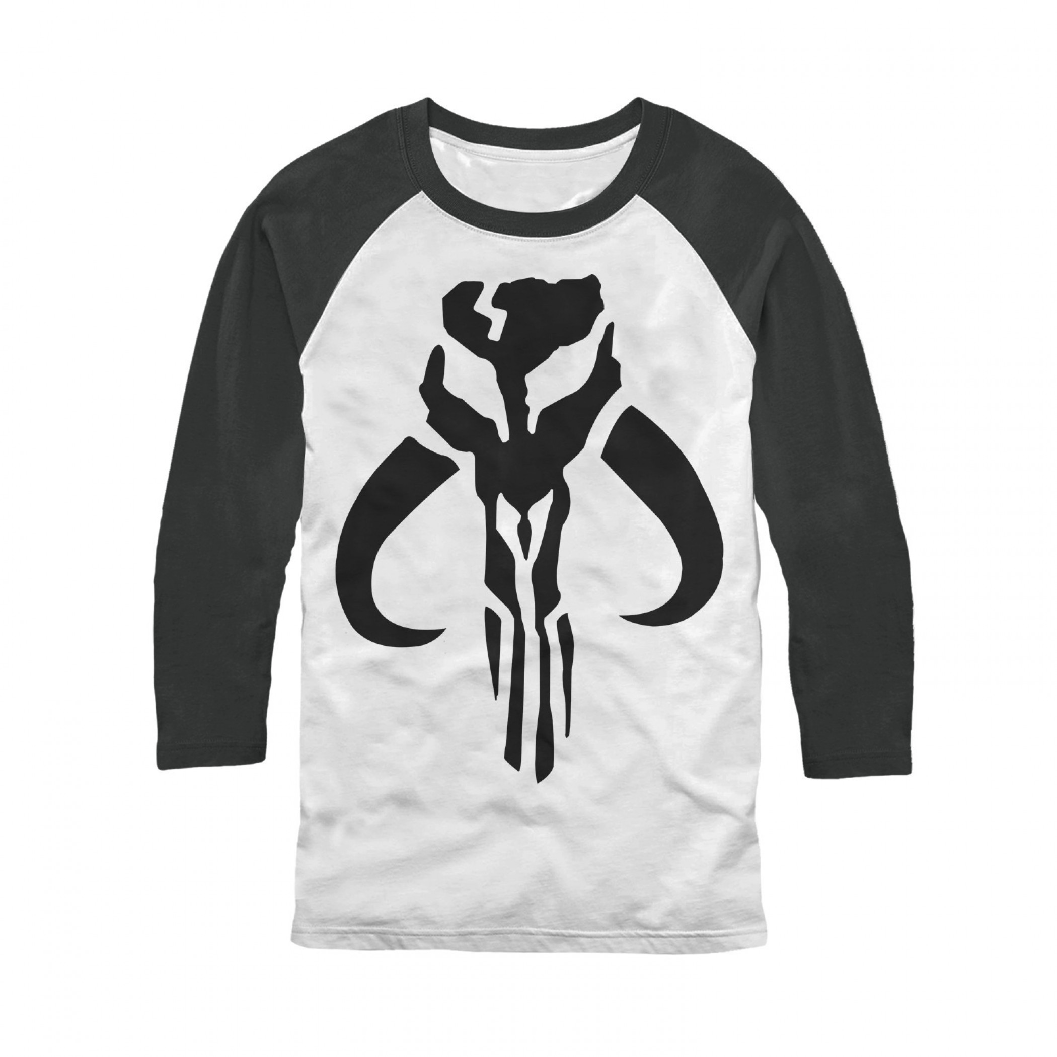 Star Wars The Mandalorian Mythosaur Symbol 3/4 Sleeve Baseball T-Shirt, Black