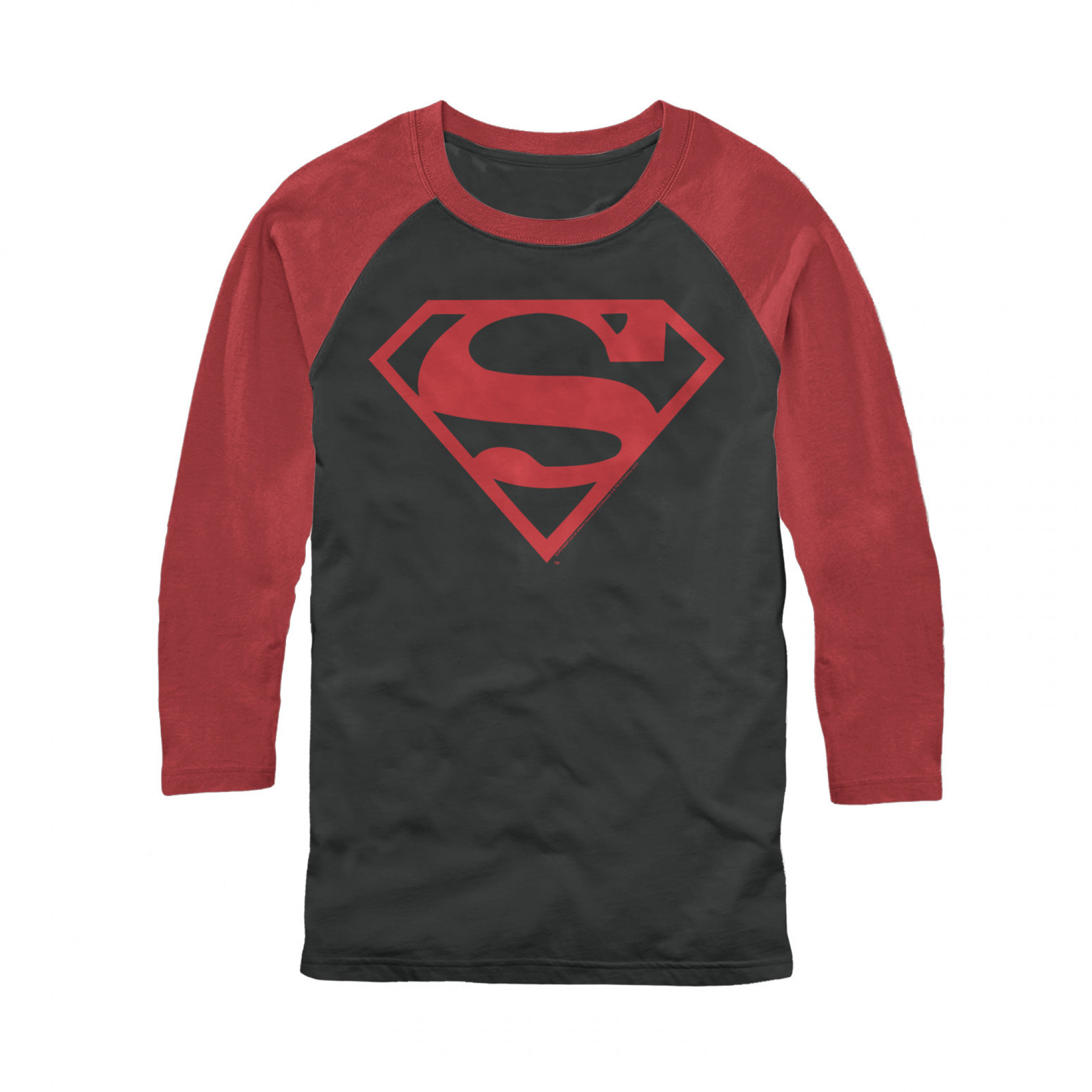 Superman Superboy Symbol Symbol 3/4 Sleeve Baseball T-Shirt, Red