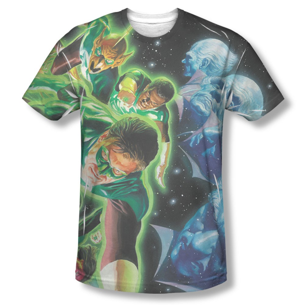 Green Lantern Men's Black Sublimation Guardians Tee Shirt, Black