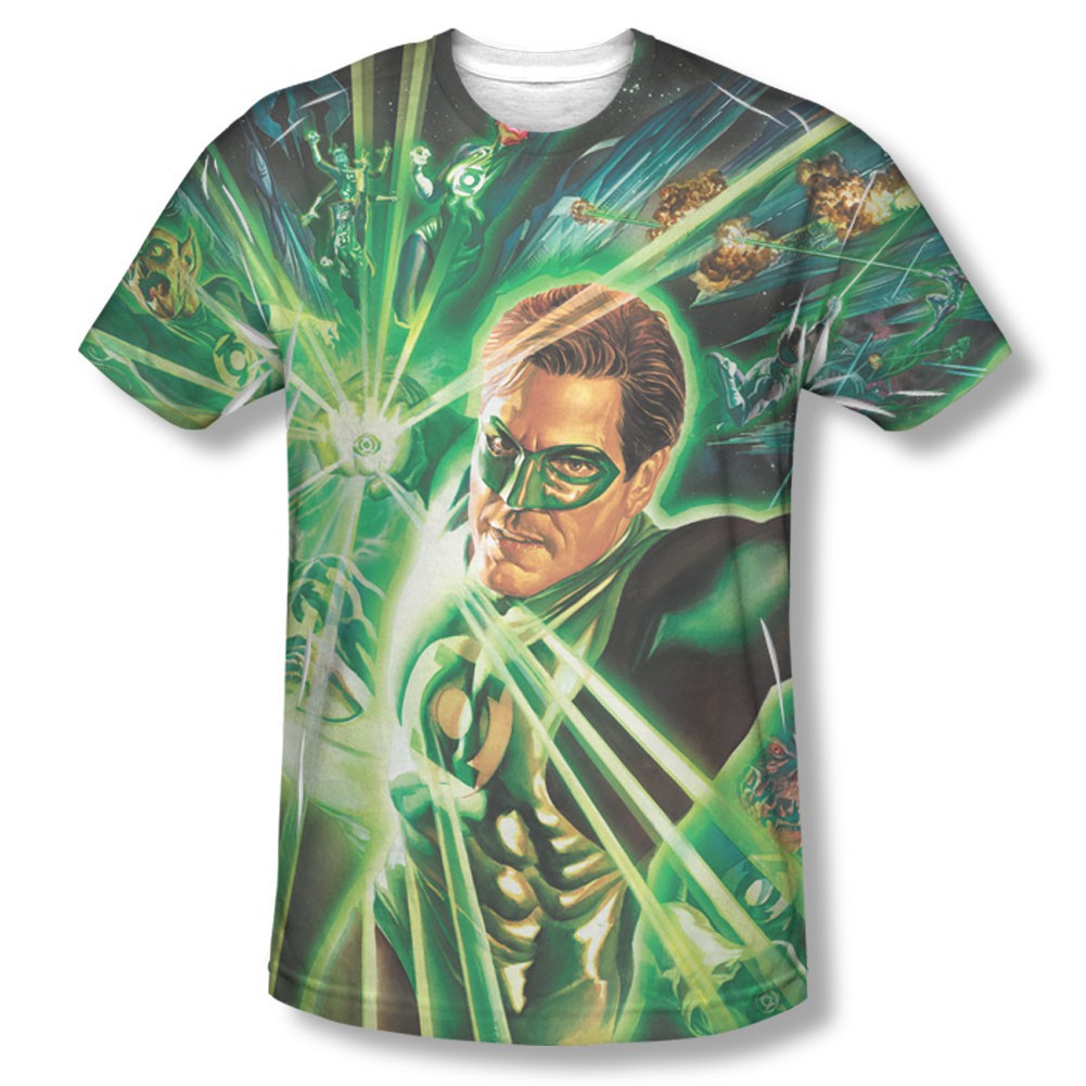 Green Lantern Burst Sublimation Green Tee Shirt, Green