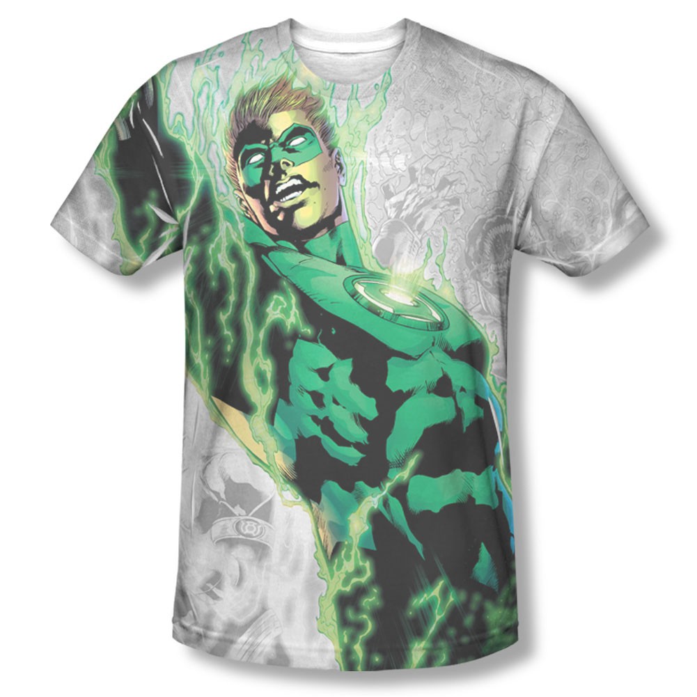 Green Lantern Light Em Up Sublimation White Tee Shirt