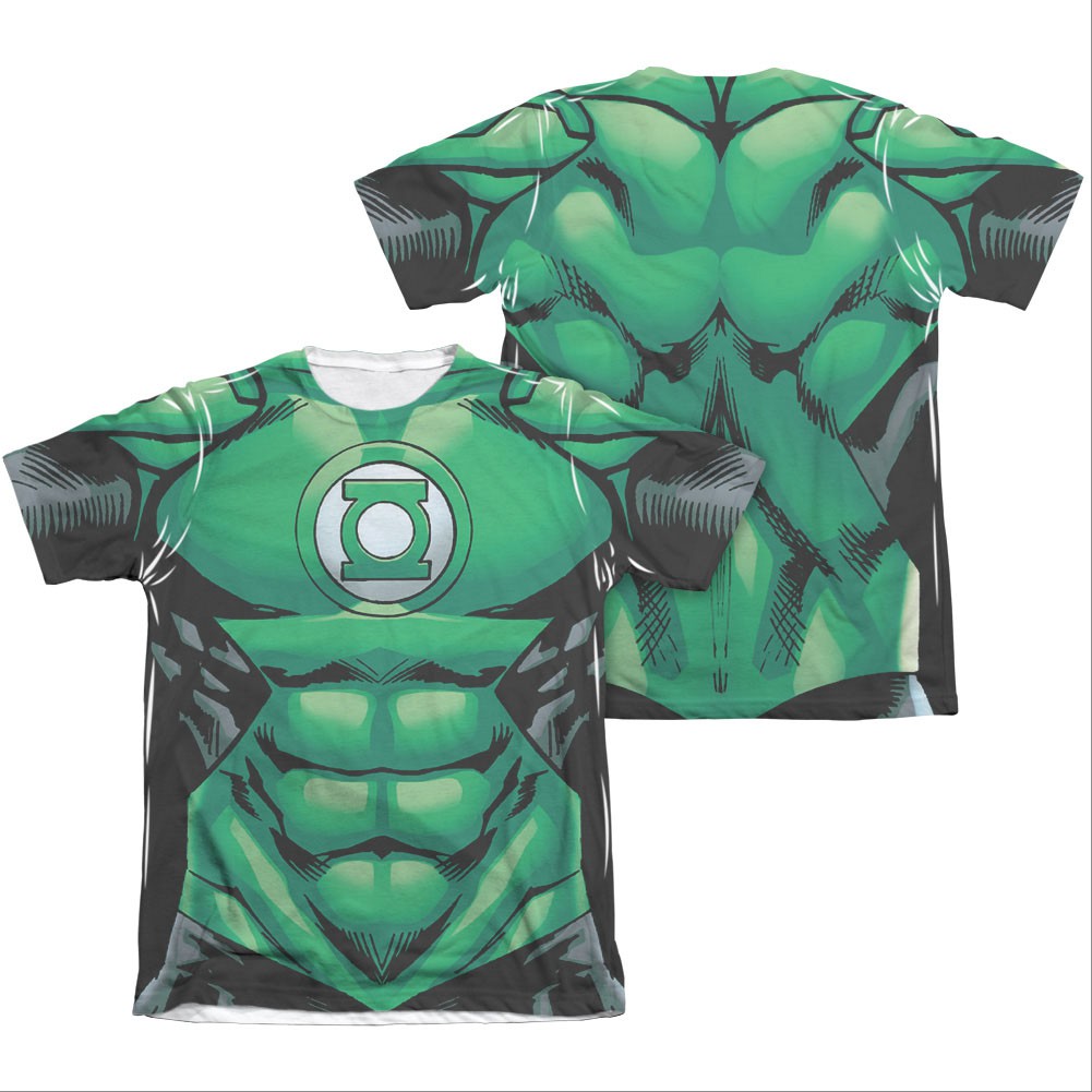 Green Lantern Muscle Two-Sided Costume Sublimation T-Shirt, Green