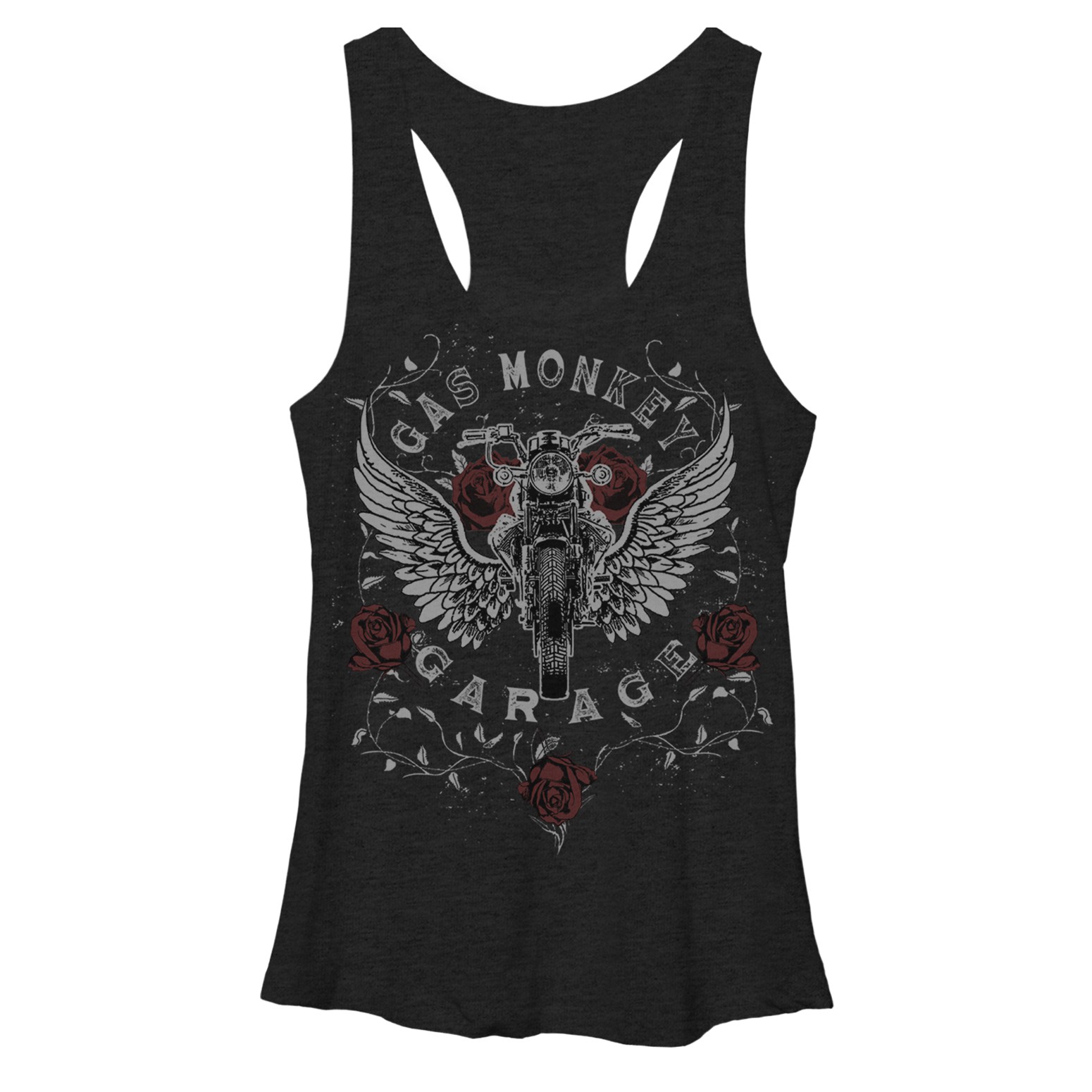 Gas Monkey Garage Rose Heather Black Juniors Tank Top