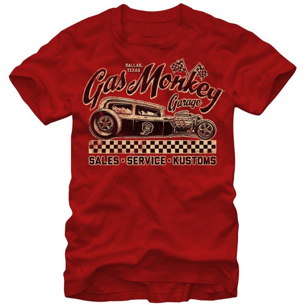 Gas Monkey Checkered Flag Red Tshirt