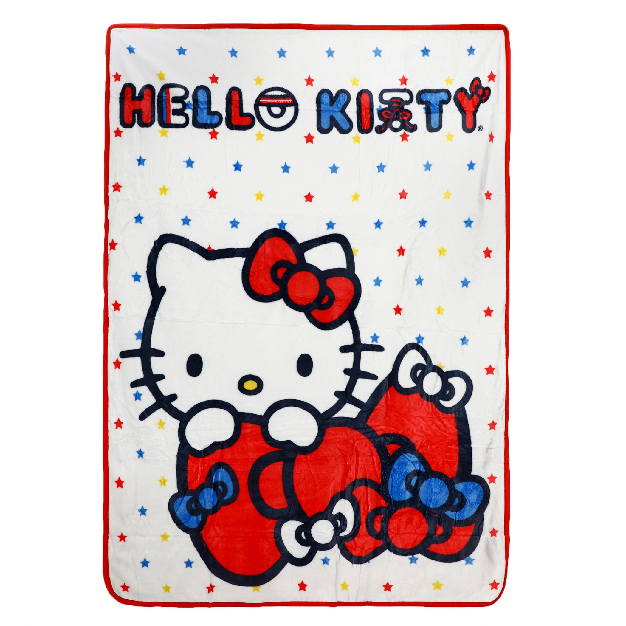 Hello Kitty Big Bows Sports Fleece Throw Blanket, White