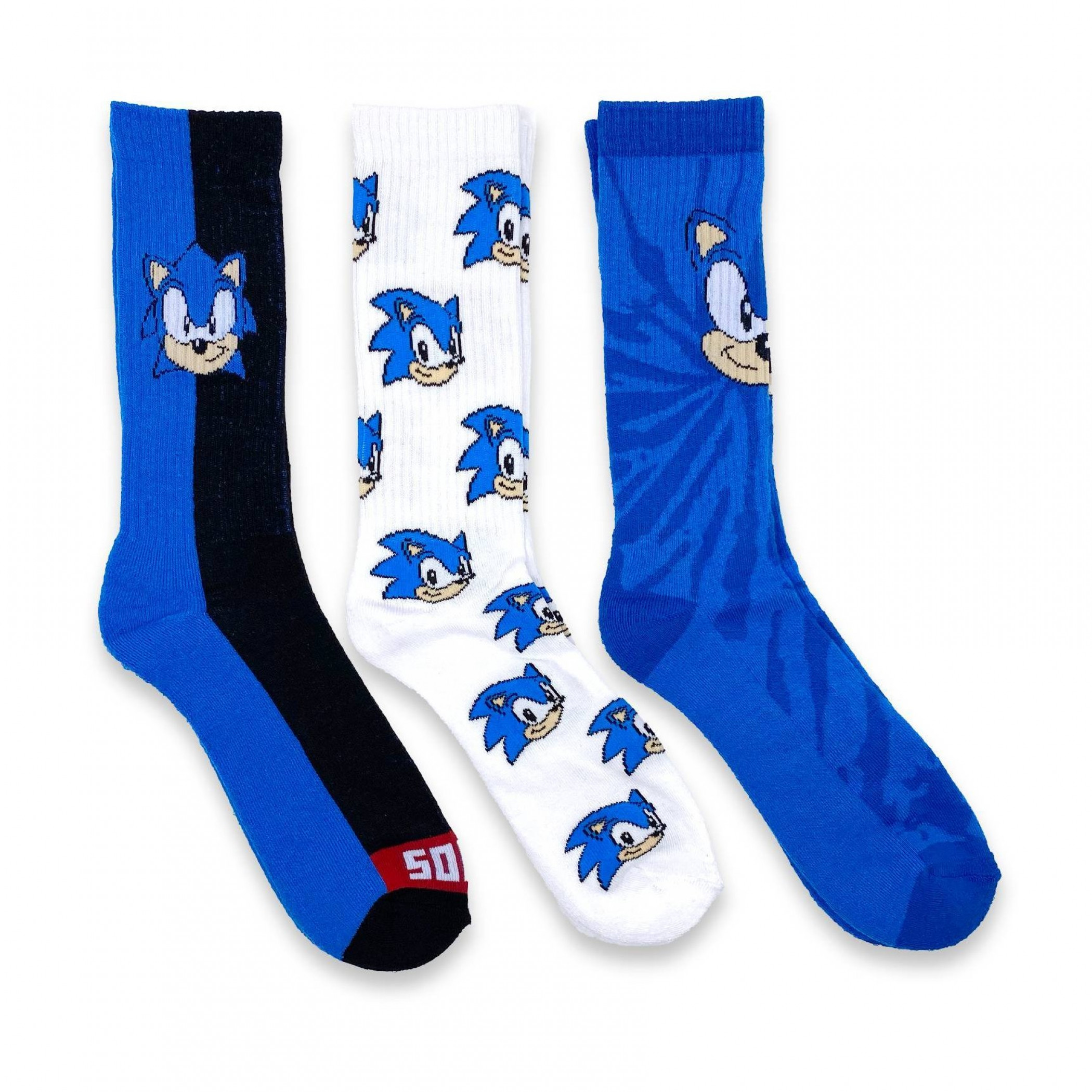 Sonic The Hedgehog Men's Crew Socks 3-Pair Pack, Multi-Color