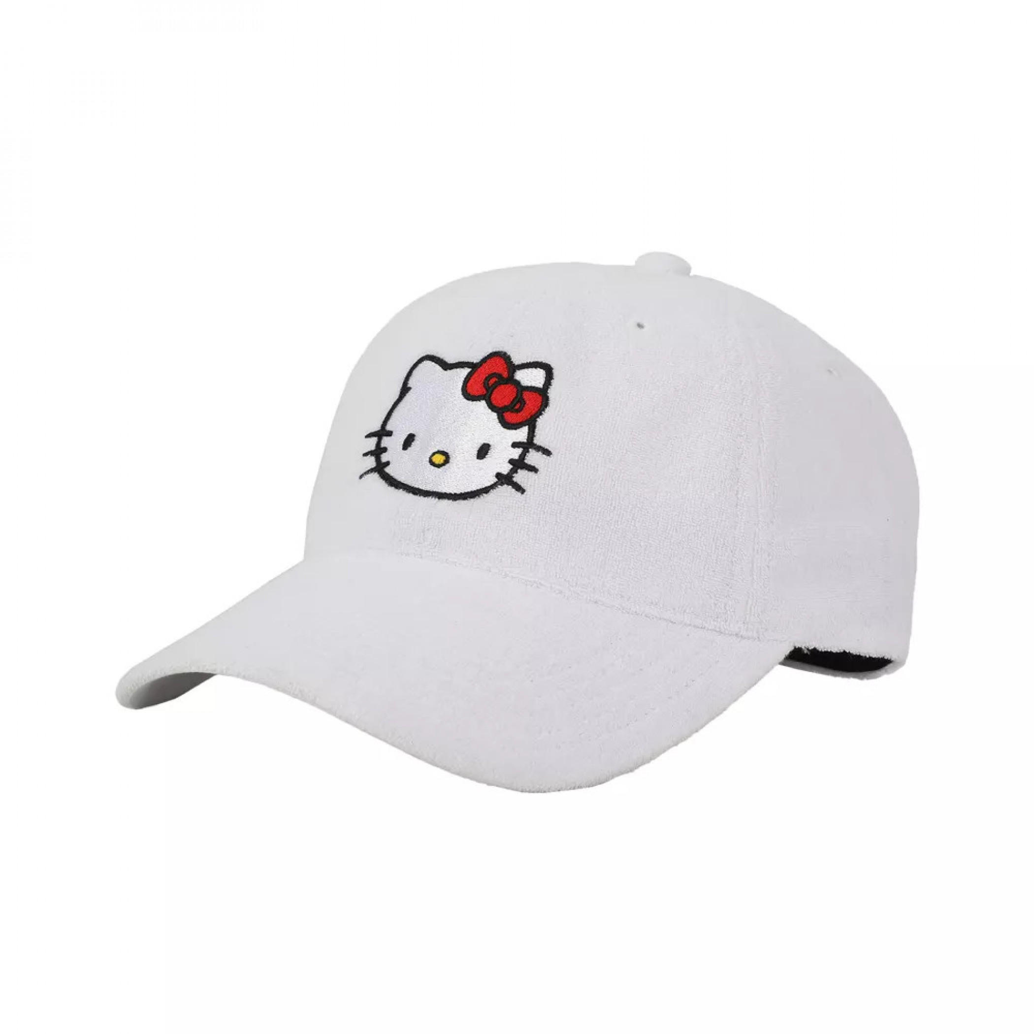 Hello Kitty Terry Cloth Embroidered Strapback Hat, White