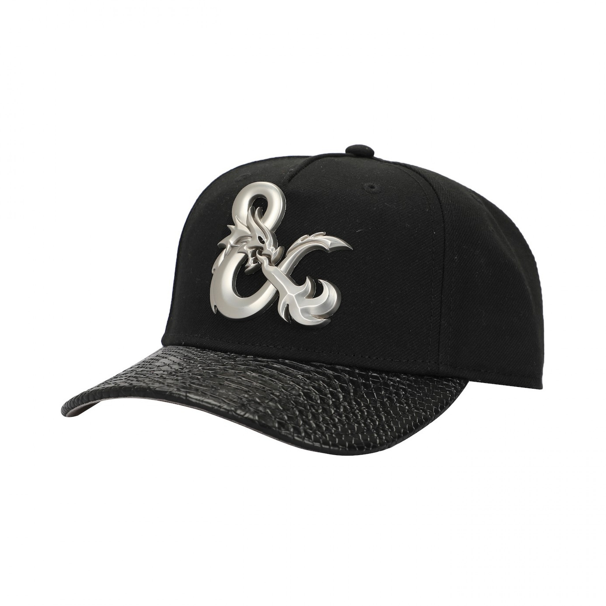 Dungeons & Dragons Metal Logo Badge and Dragon Skin Hat, Black