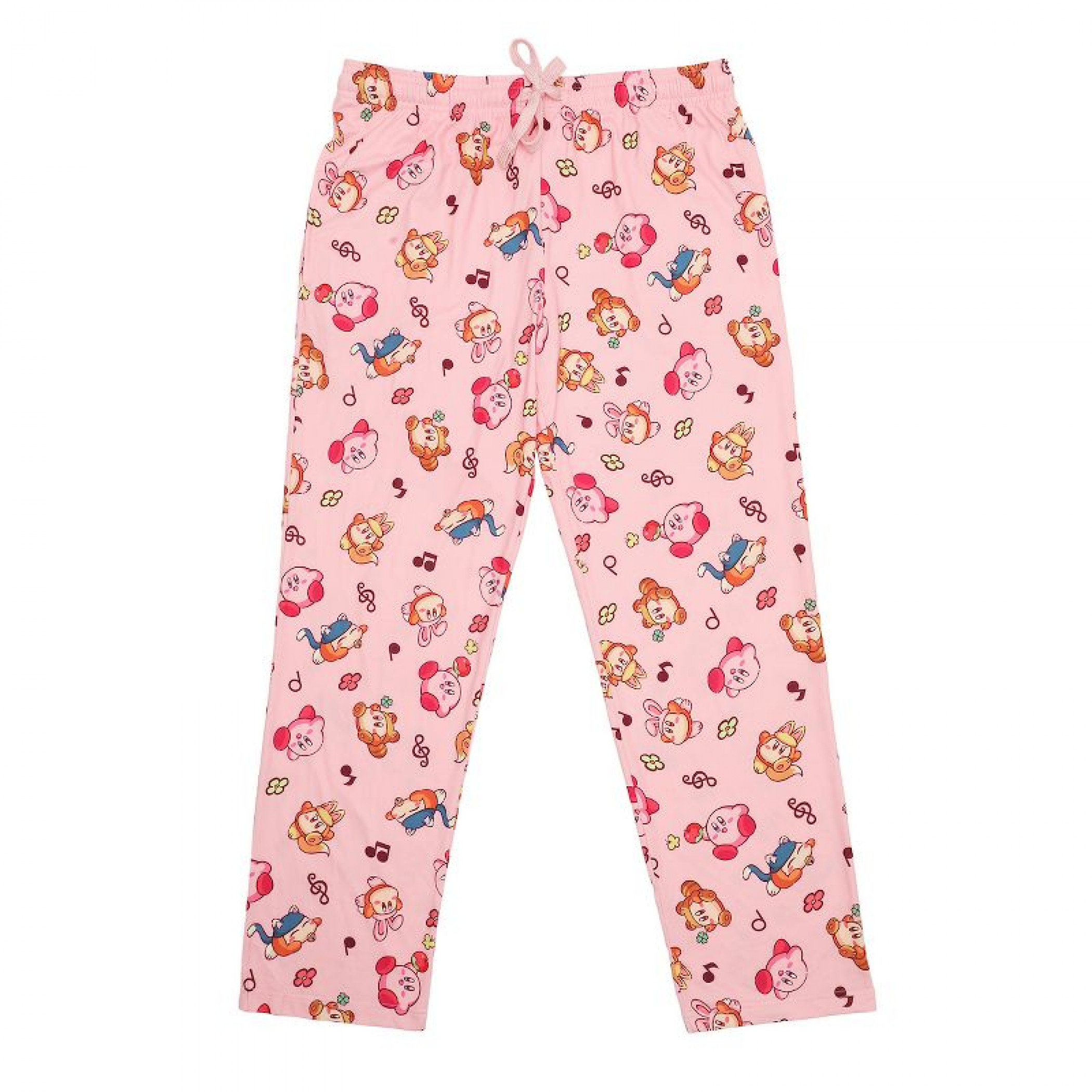 Kirby Listening to Tunes All Over Print Pajama Pants, Pink