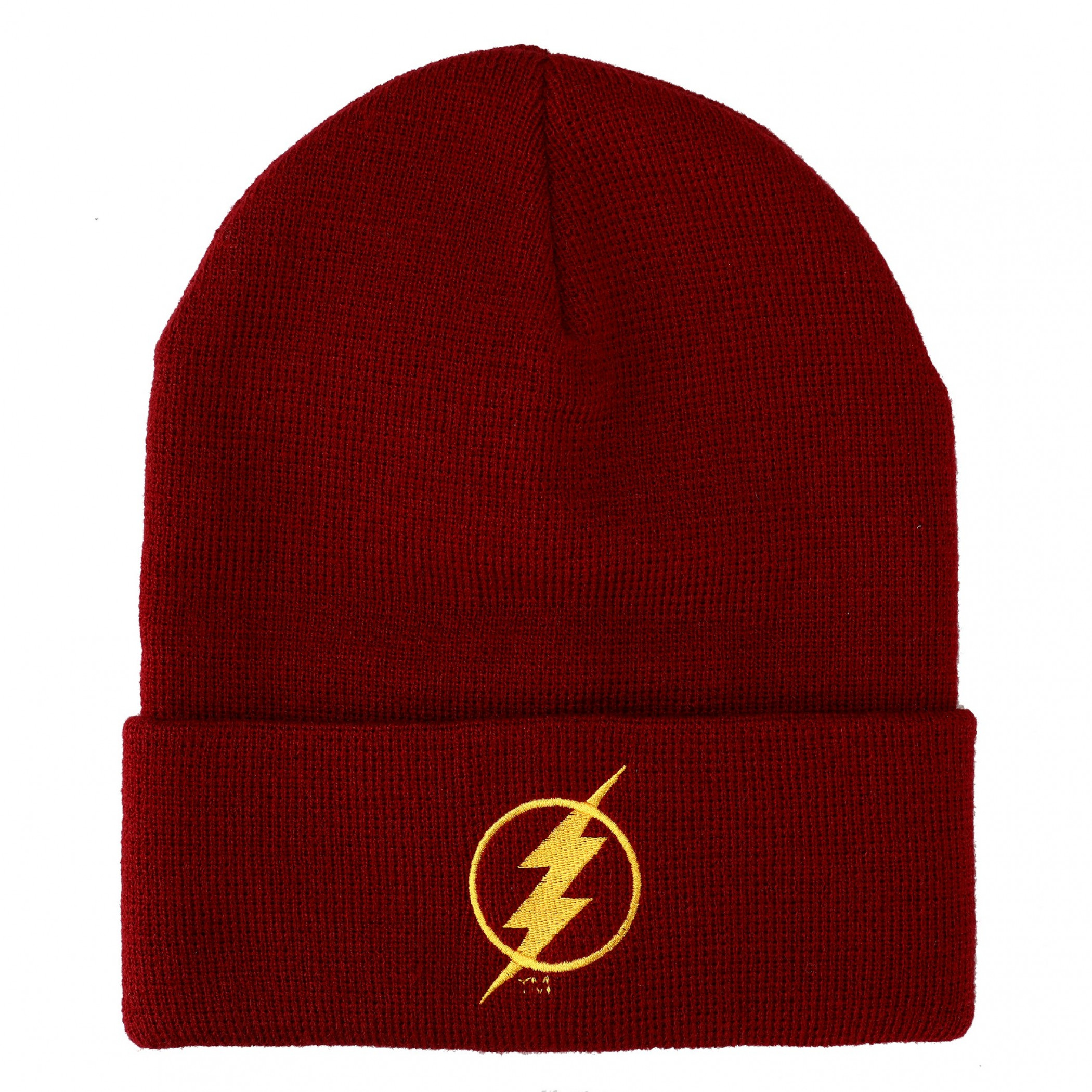 The Flash Logo Dark Red Colorway Cuffed Beanie, Red